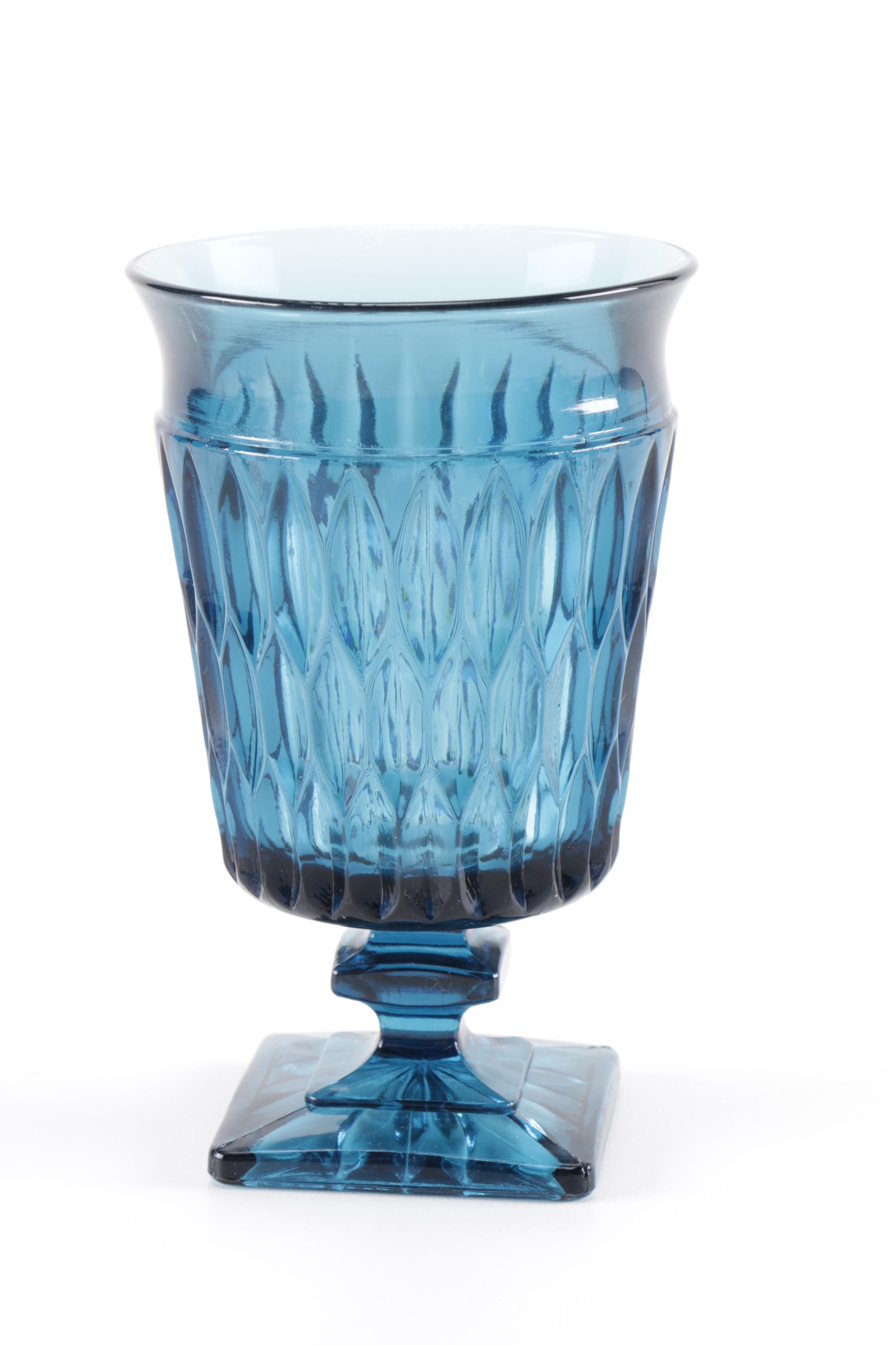 Vintage Blue Glass Stemware Set