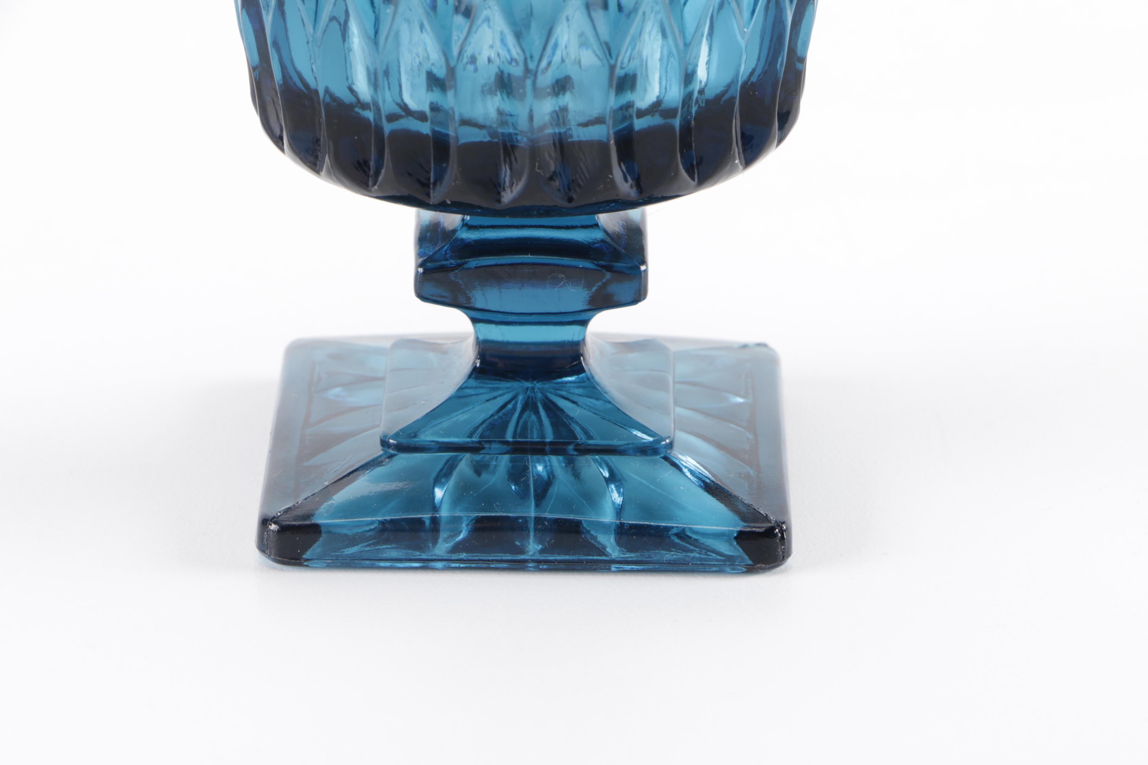 Vintage Blue Glass Stemware Set