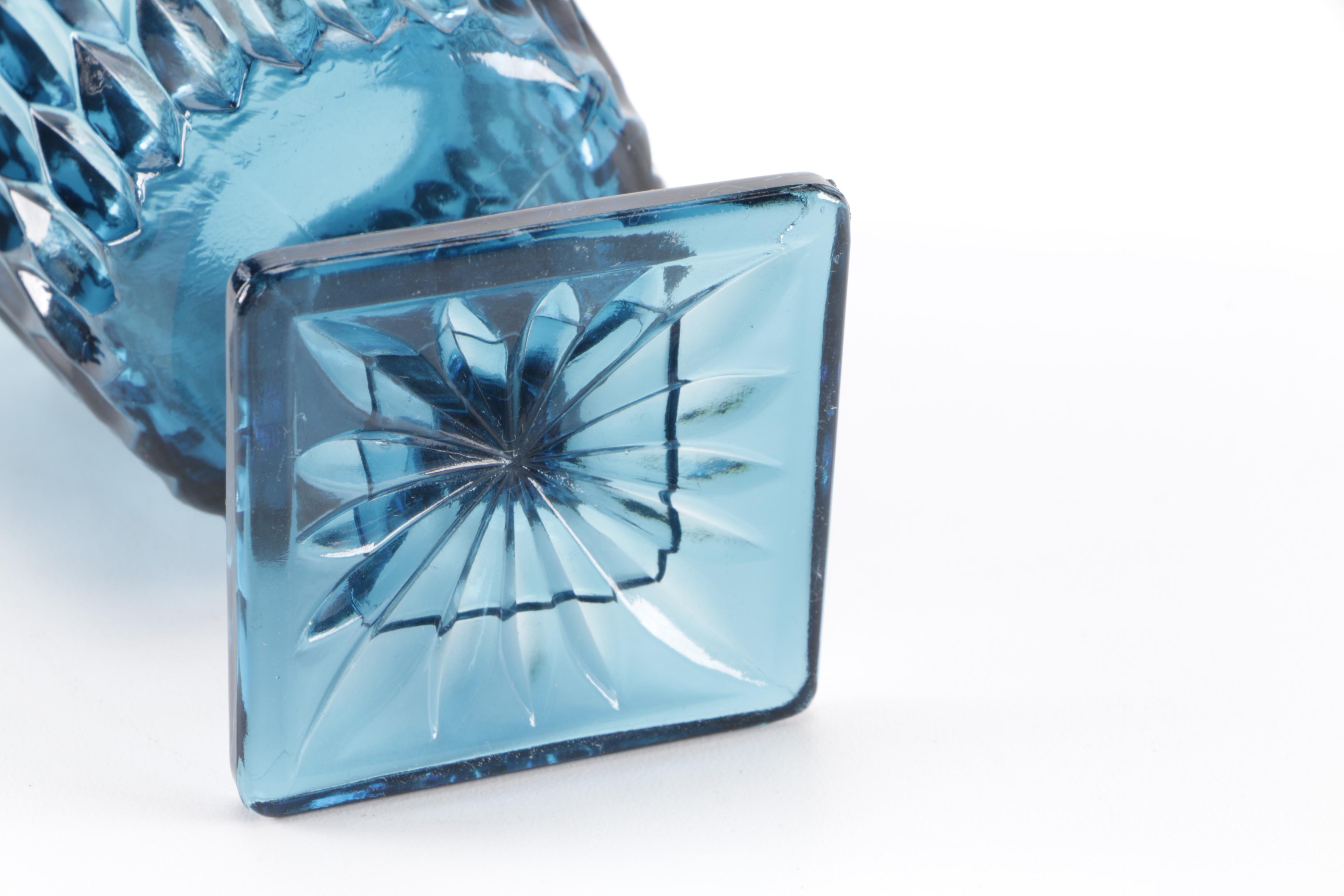 Vintage Blue Glass Stemware Set