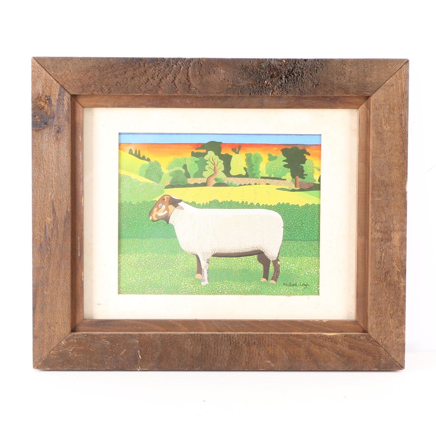 Framed Offset Lithograph of a Sheep