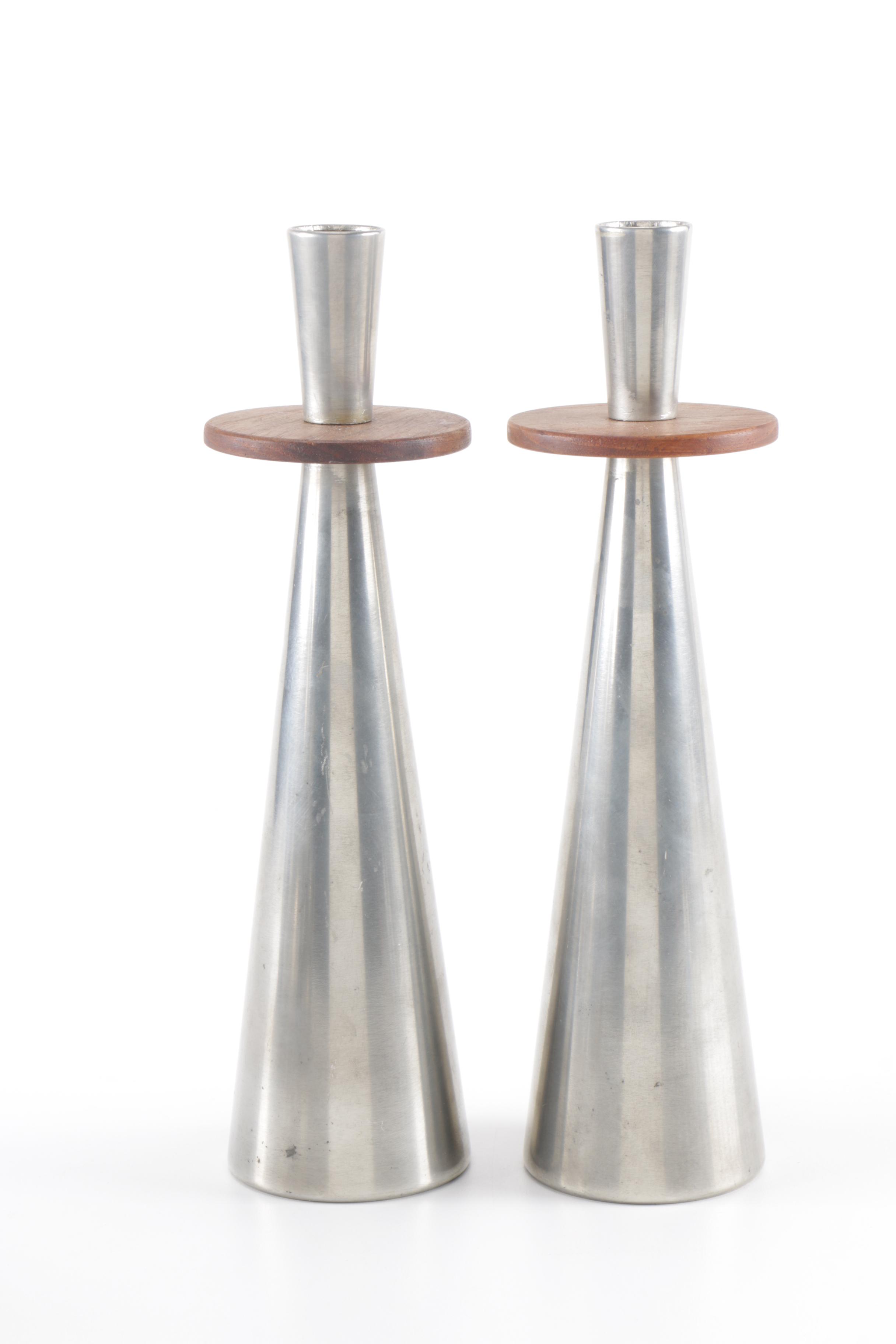 Royal Holland Pewter Tea Service and Candlesticks