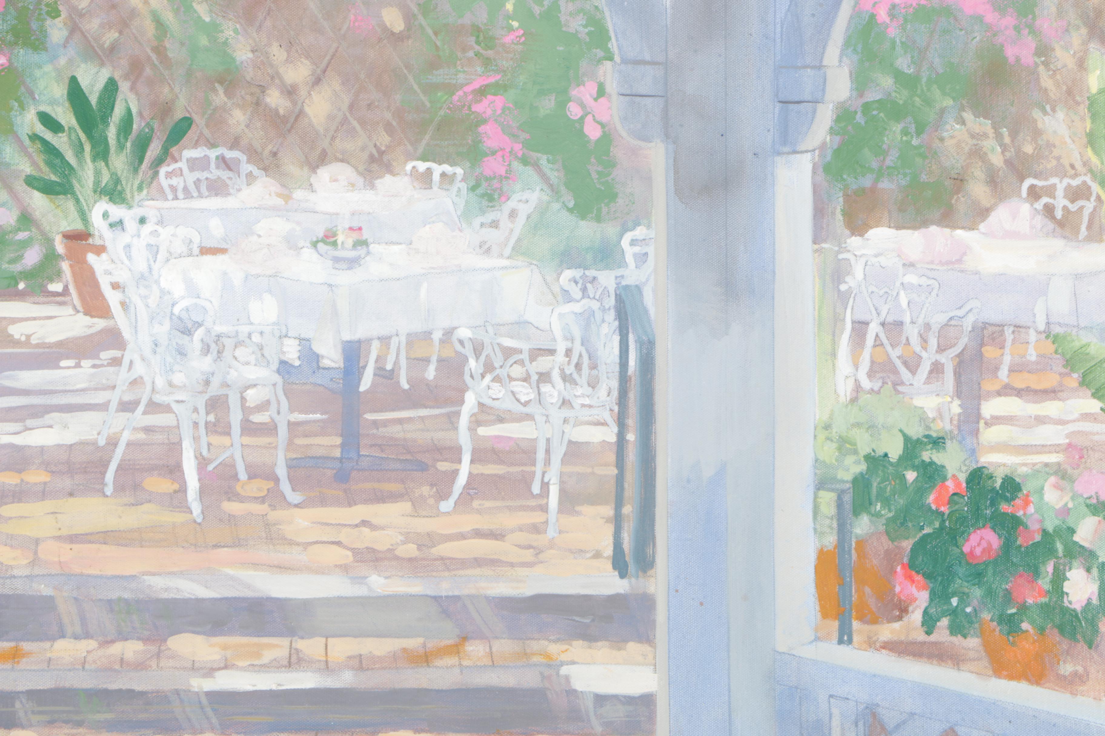 William Benecke Oil Painting on Canvas "Restaurant Patio, LaJolla"