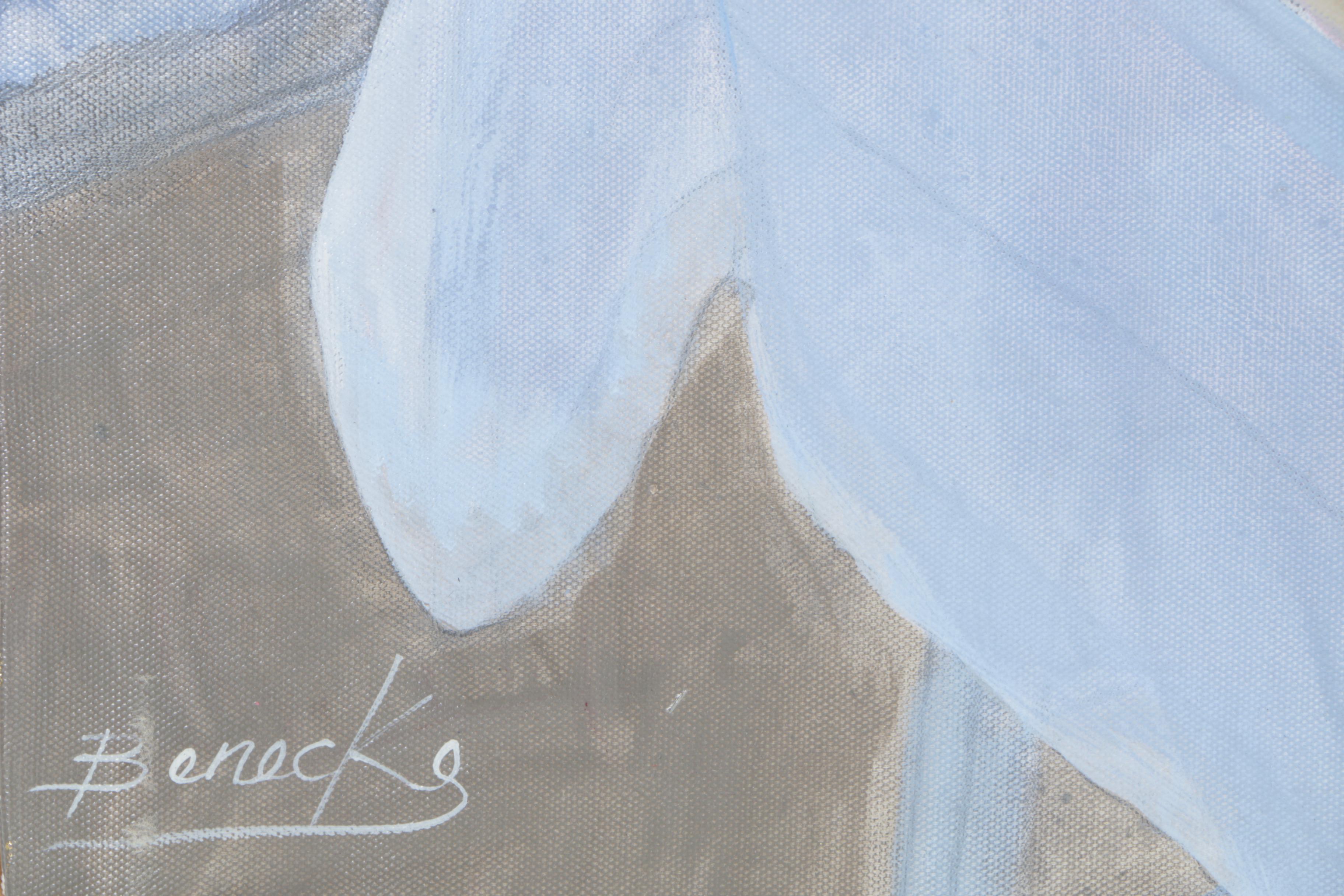 William Benecke Oil Painting on Canvas "Restaurant Patio, LaJolla"