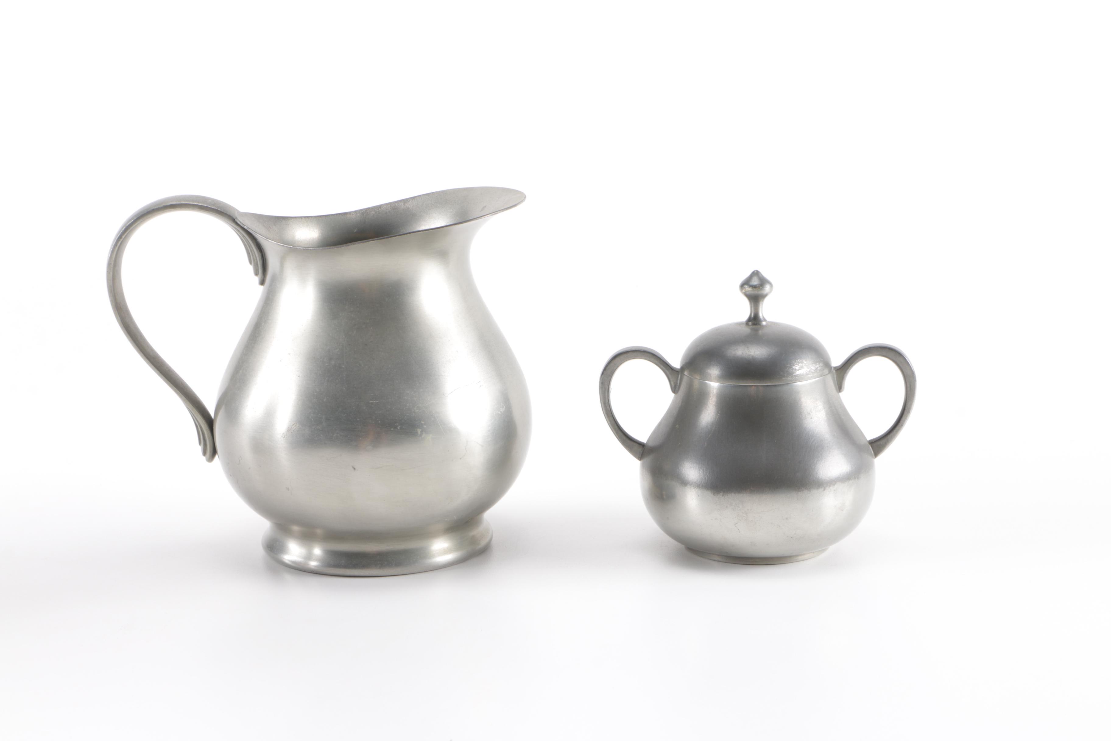 Royal Holland Pewter Tea Service and Candlesticks