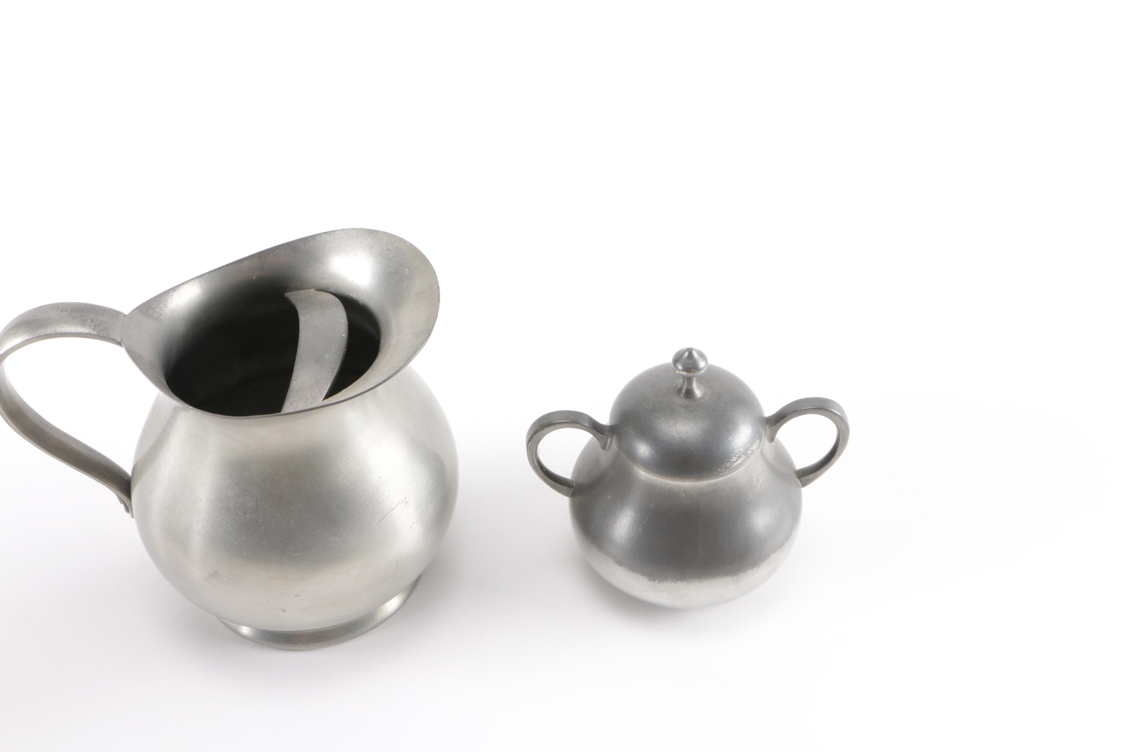 Royal Holland Pewter Tea Service and Candlesticks