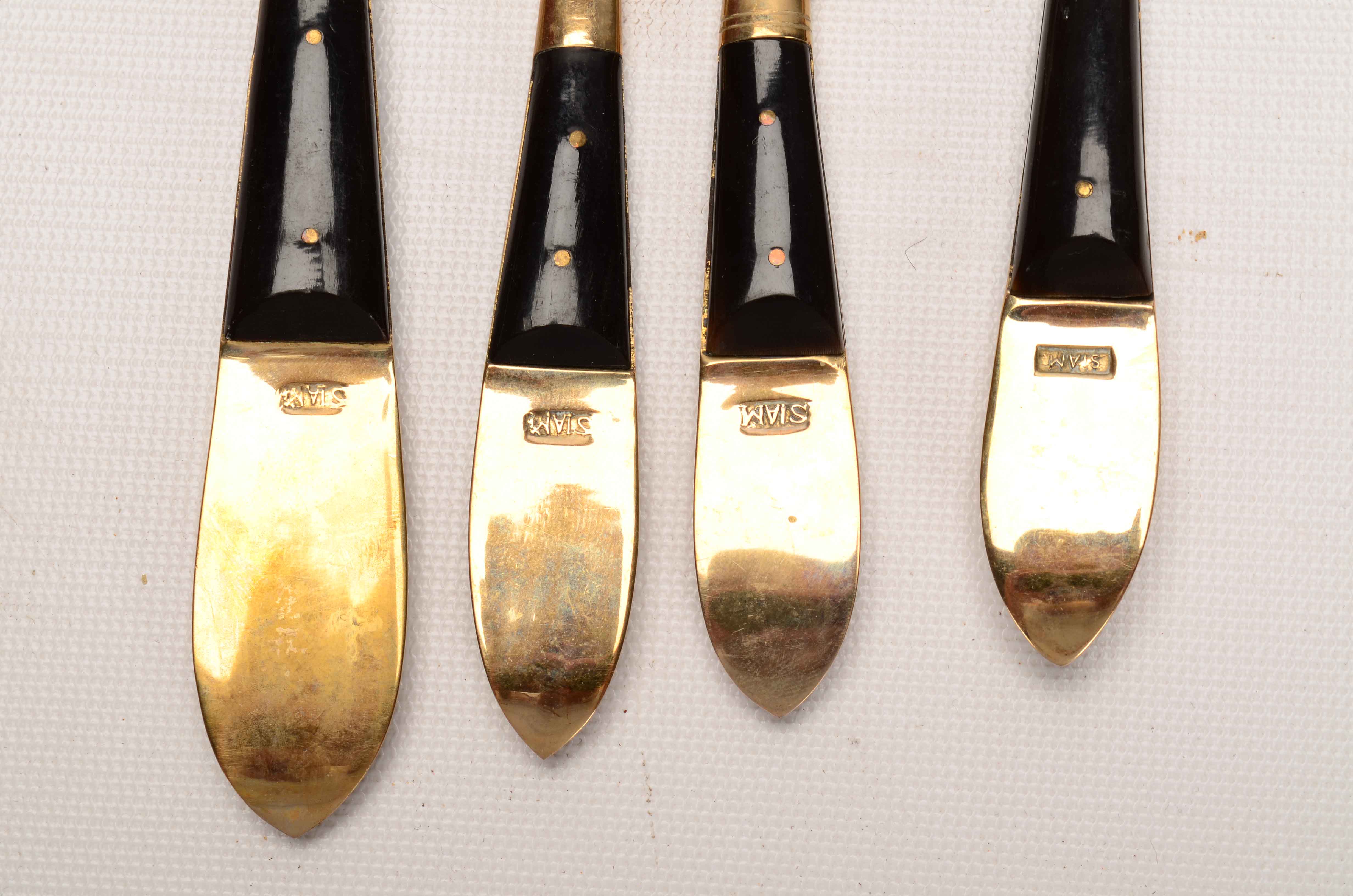 Set of Brass Flatware in Wooden Chest
