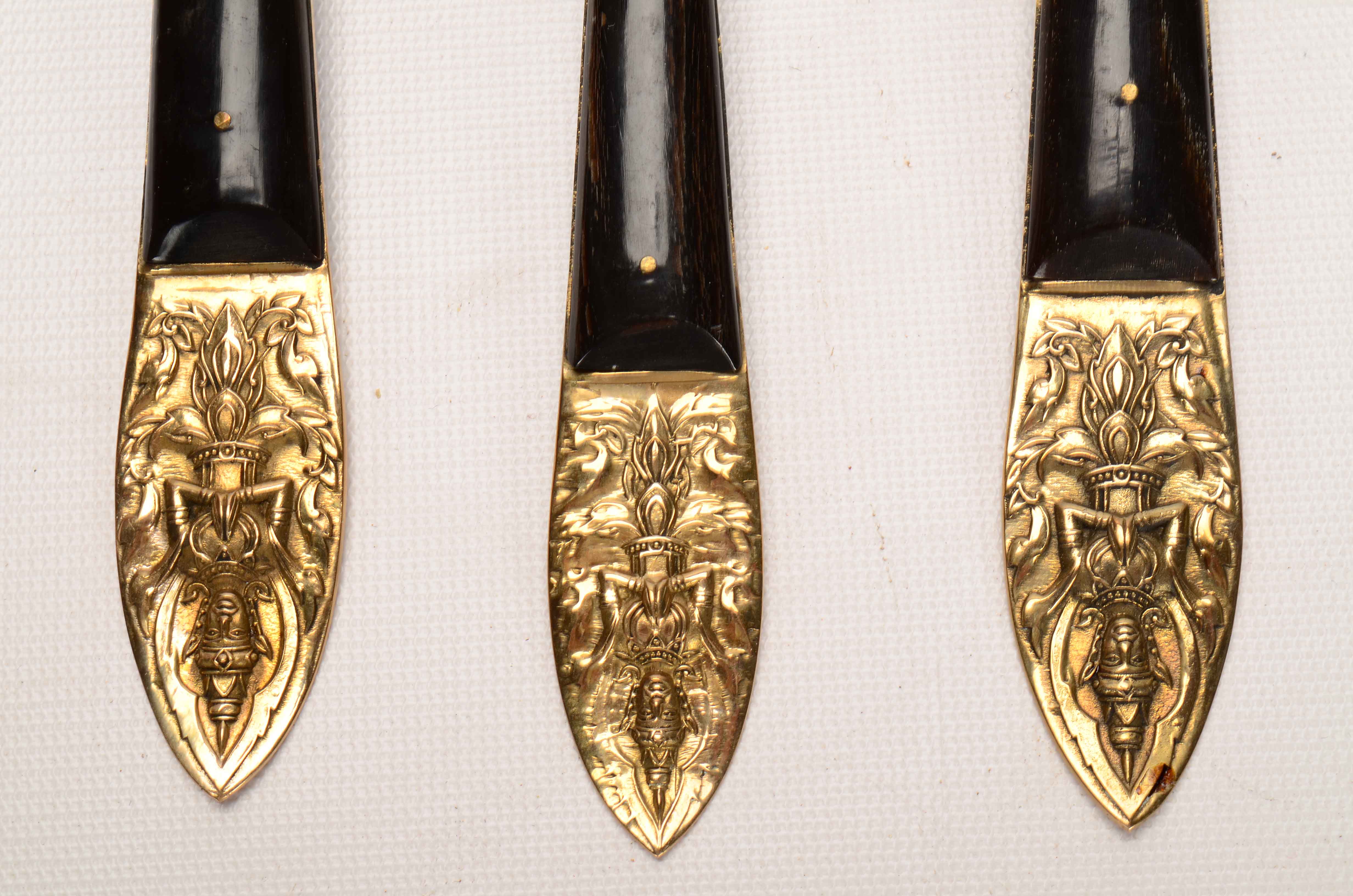 Set of Brass Flatware in Wooden Chest