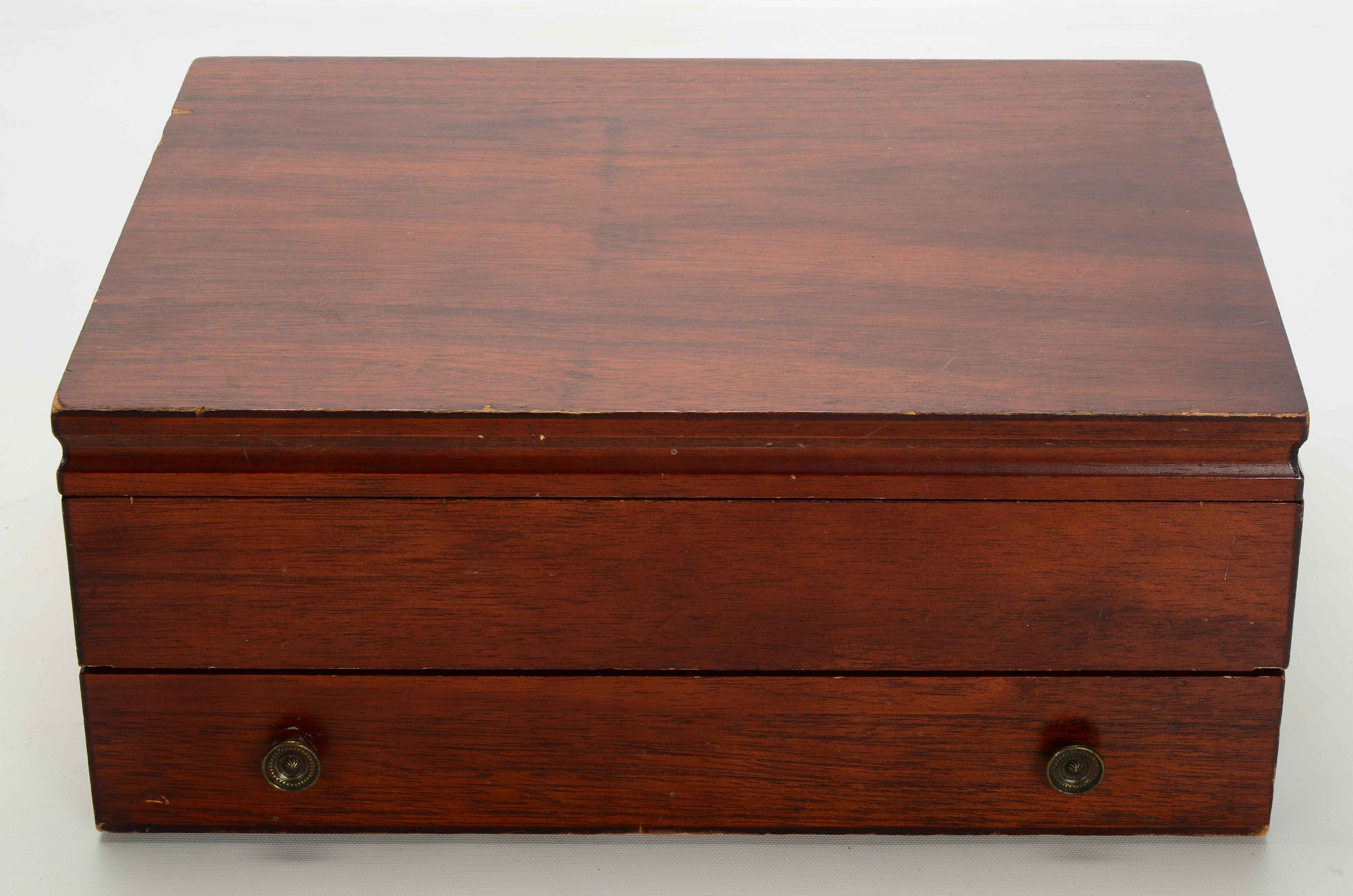 Set of Brass Flatware in Wooden Chest