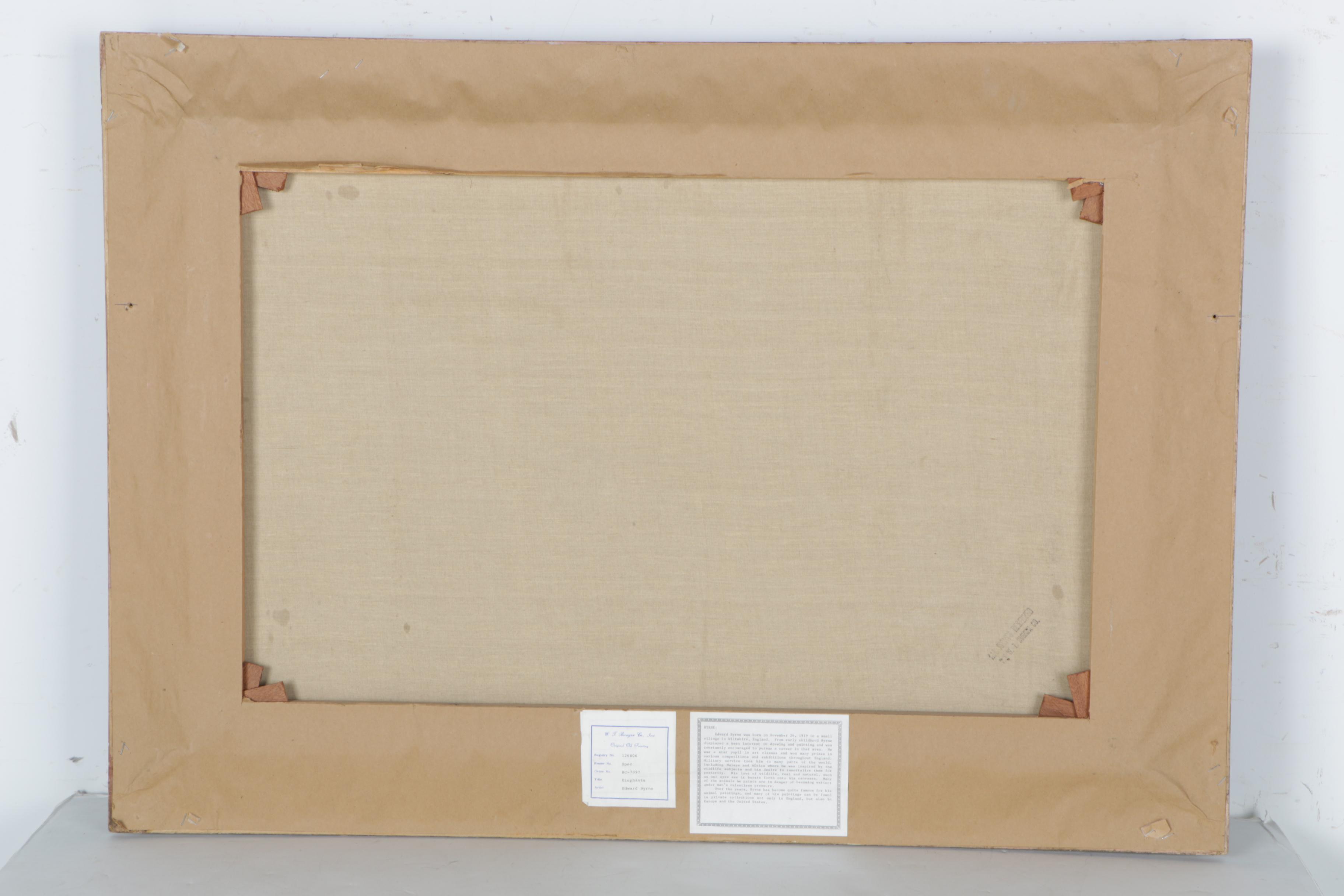 Edward Byrne Oil Painting on Canvas "Elephants"