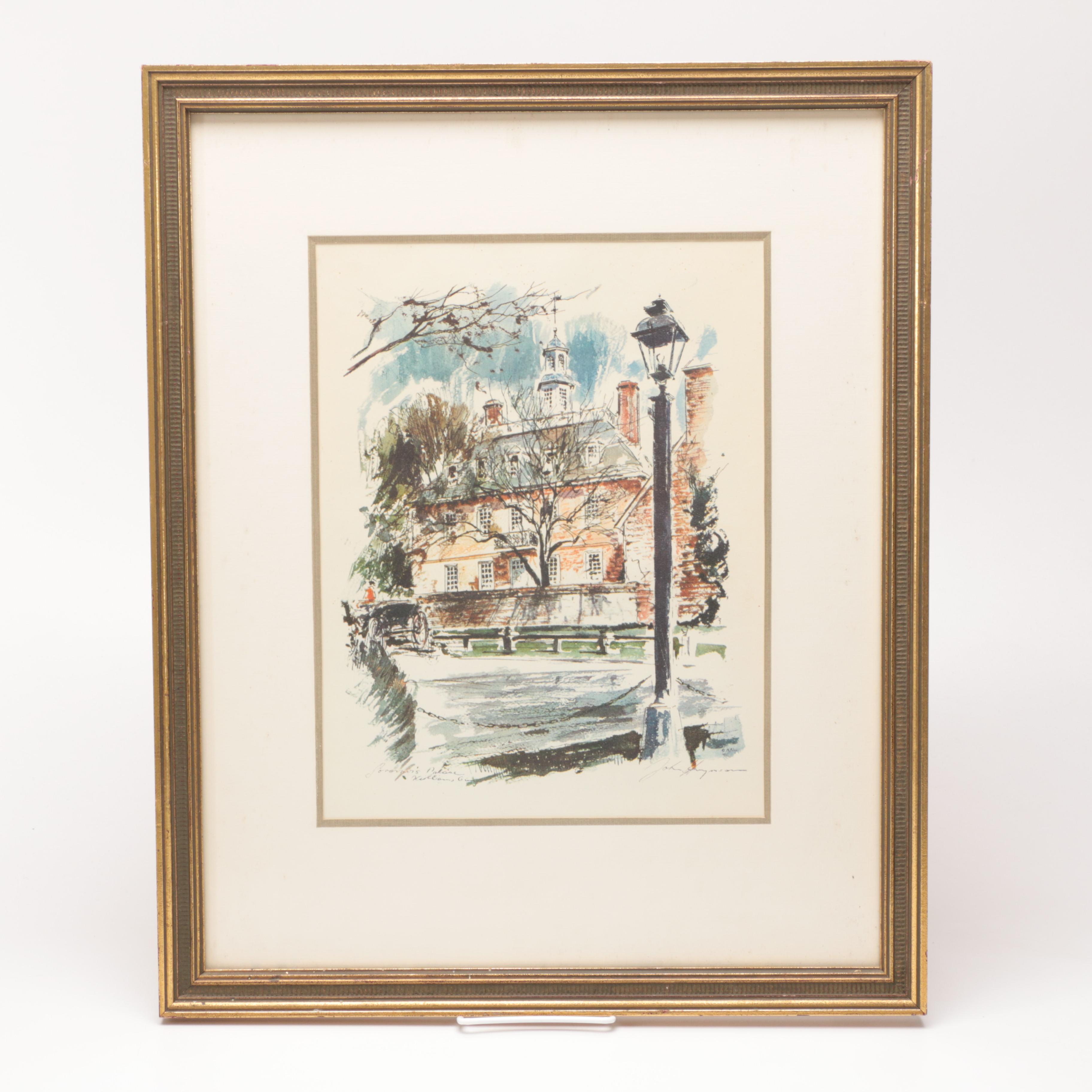 John Haymson Offset Lithograph "Governor's Palace, Williamsburg"