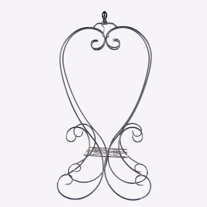 Ceramic Urns and Wrought Iron Hanging Plant Stand