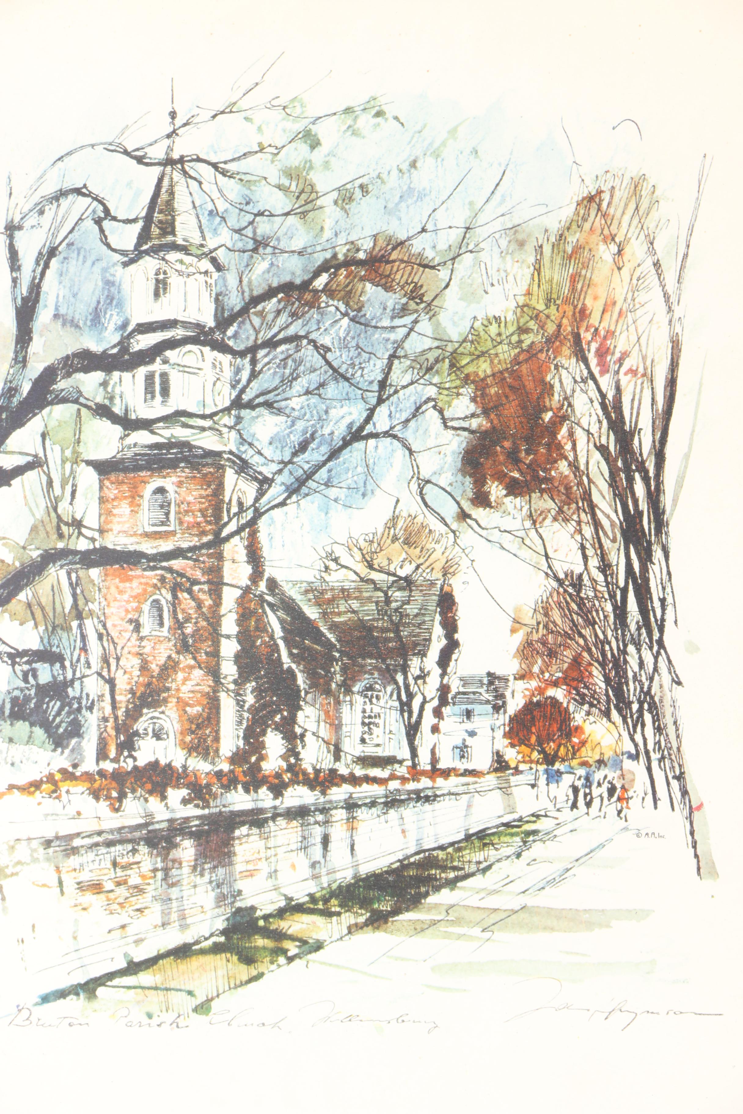 Reproduction Prints After John Haymson Illustrations of Colonial Williamsburg