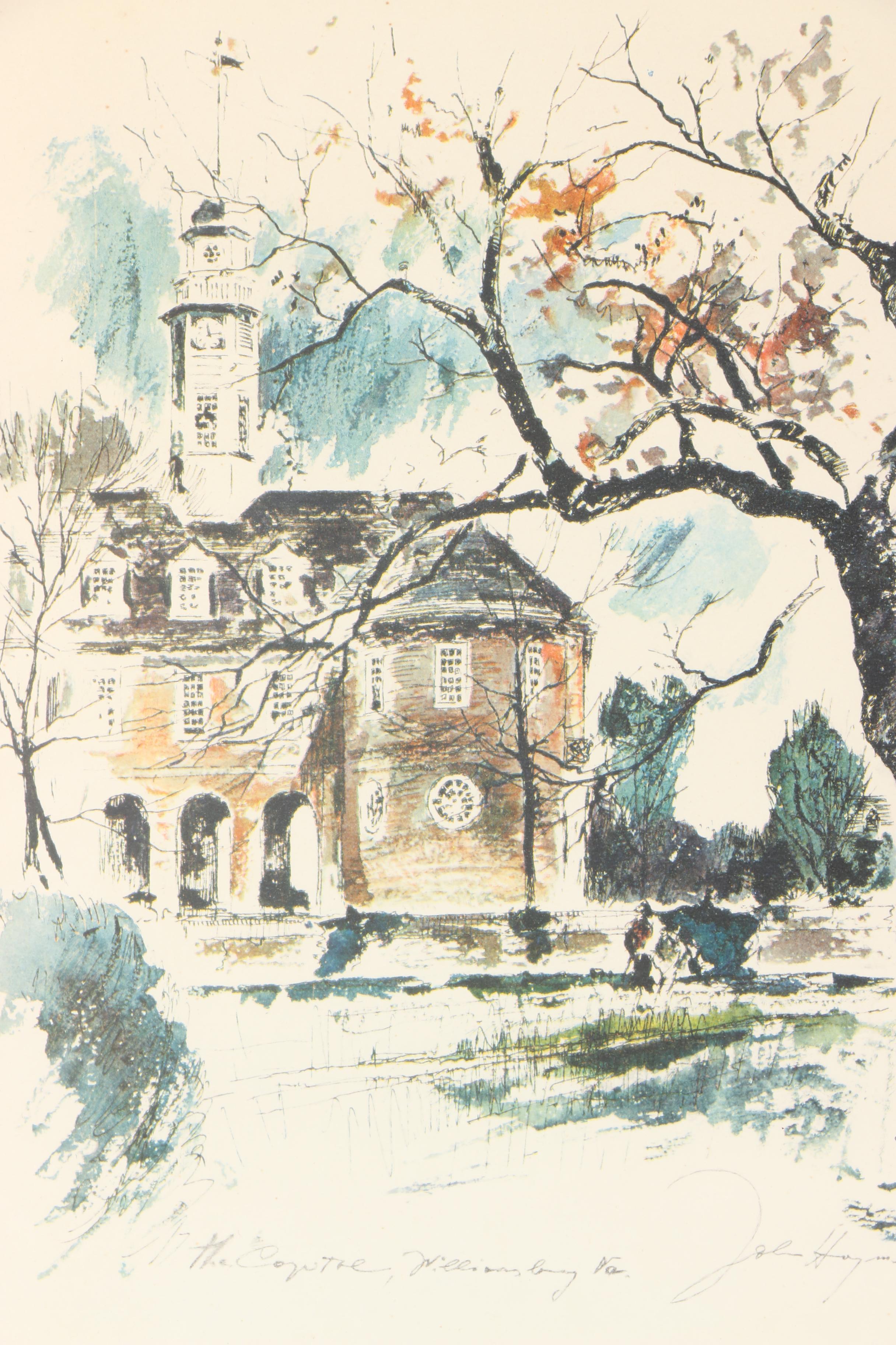 Reproduction Prints After John Haymson Illustrations of Colonial Williamsburg