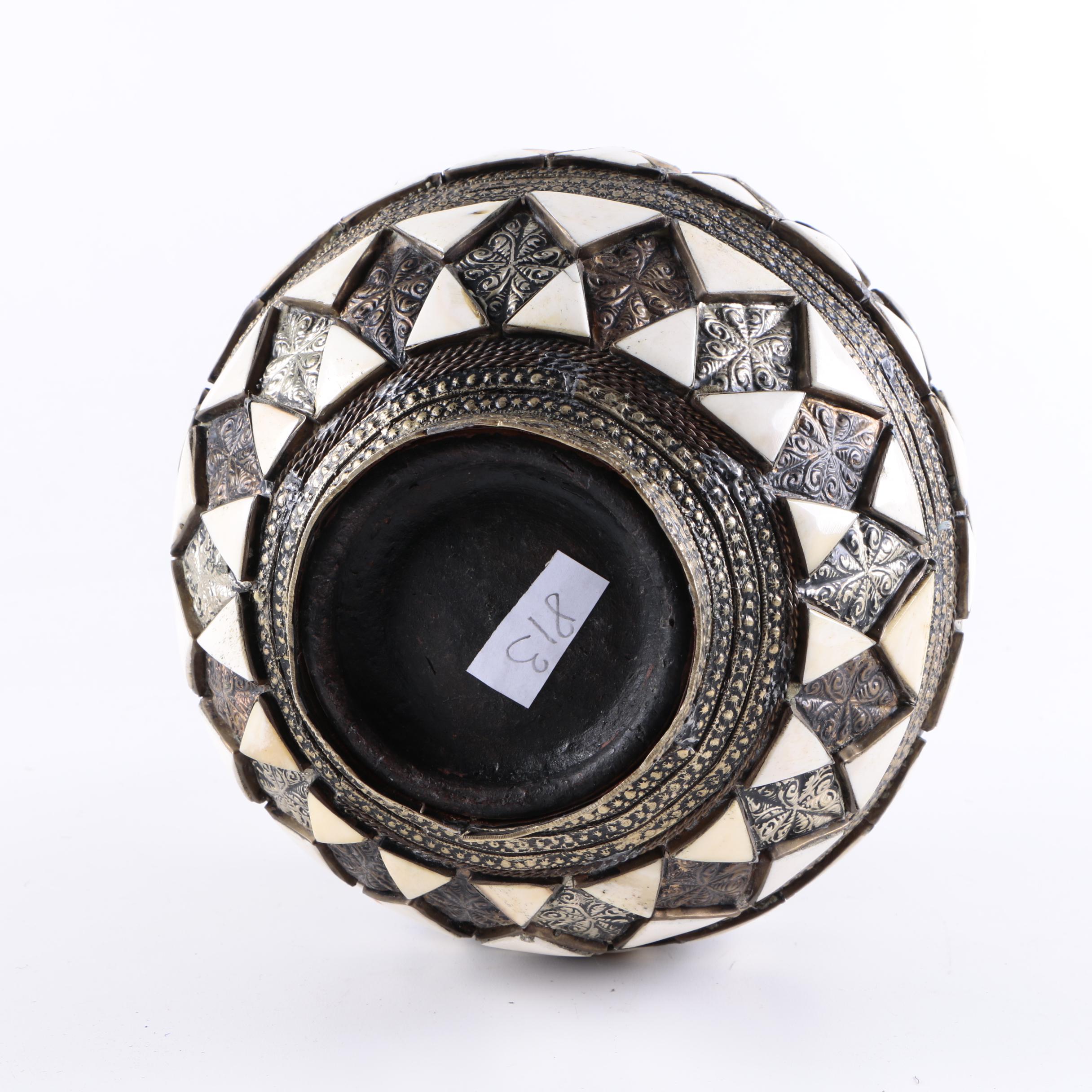 Vase with Bone and Brass Adornment