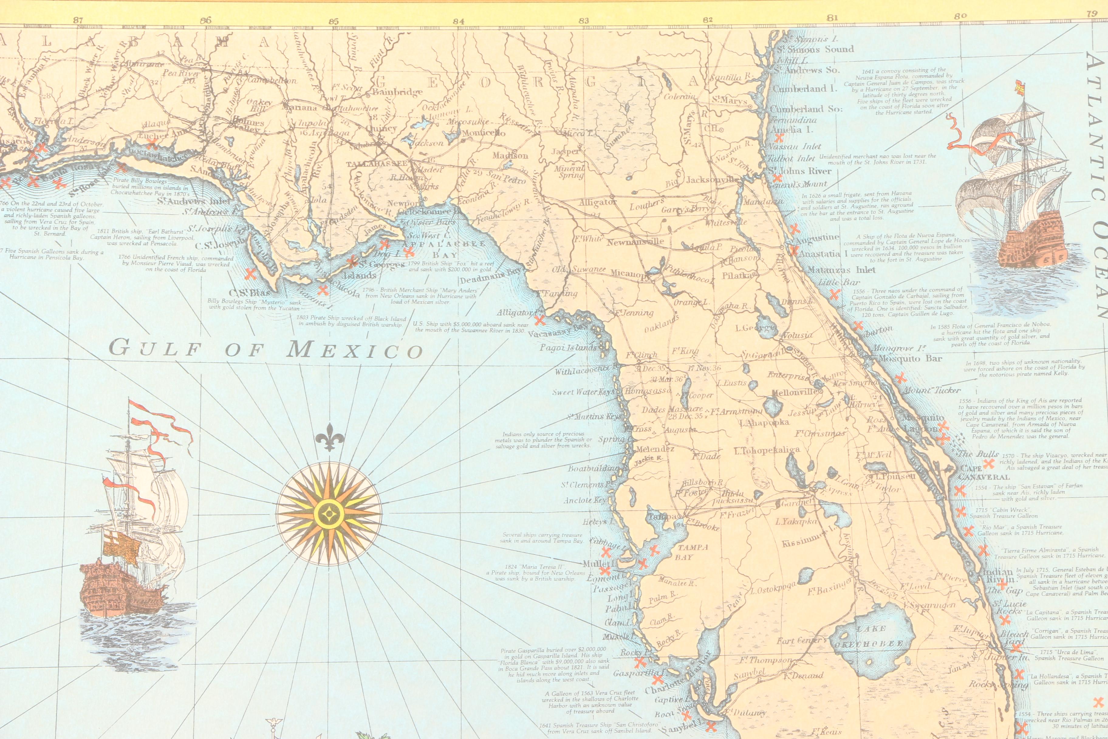 Offset Lithograph "Florida Treasure Map"