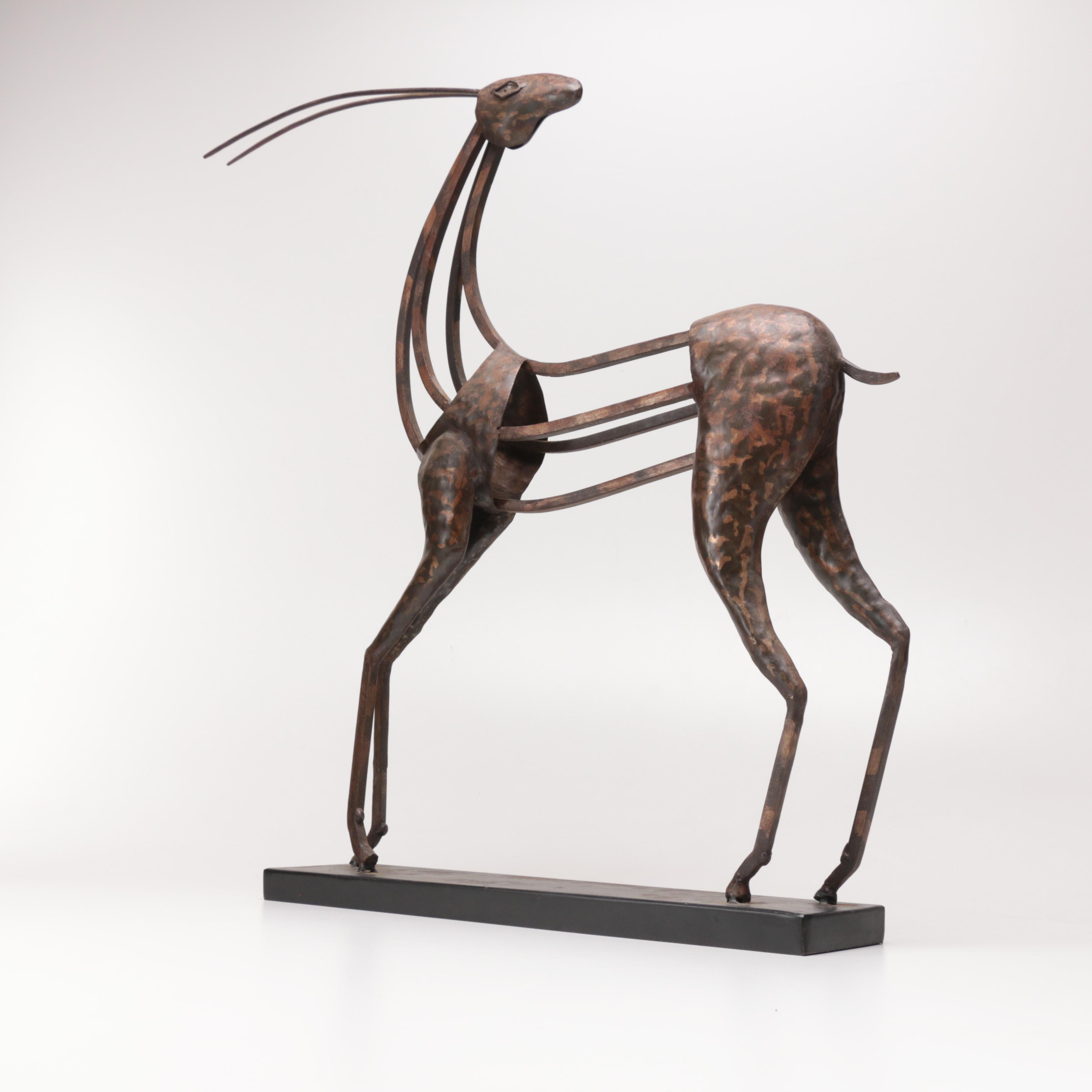 Austin Productions "Standing Antelope II" Metal Sculpture