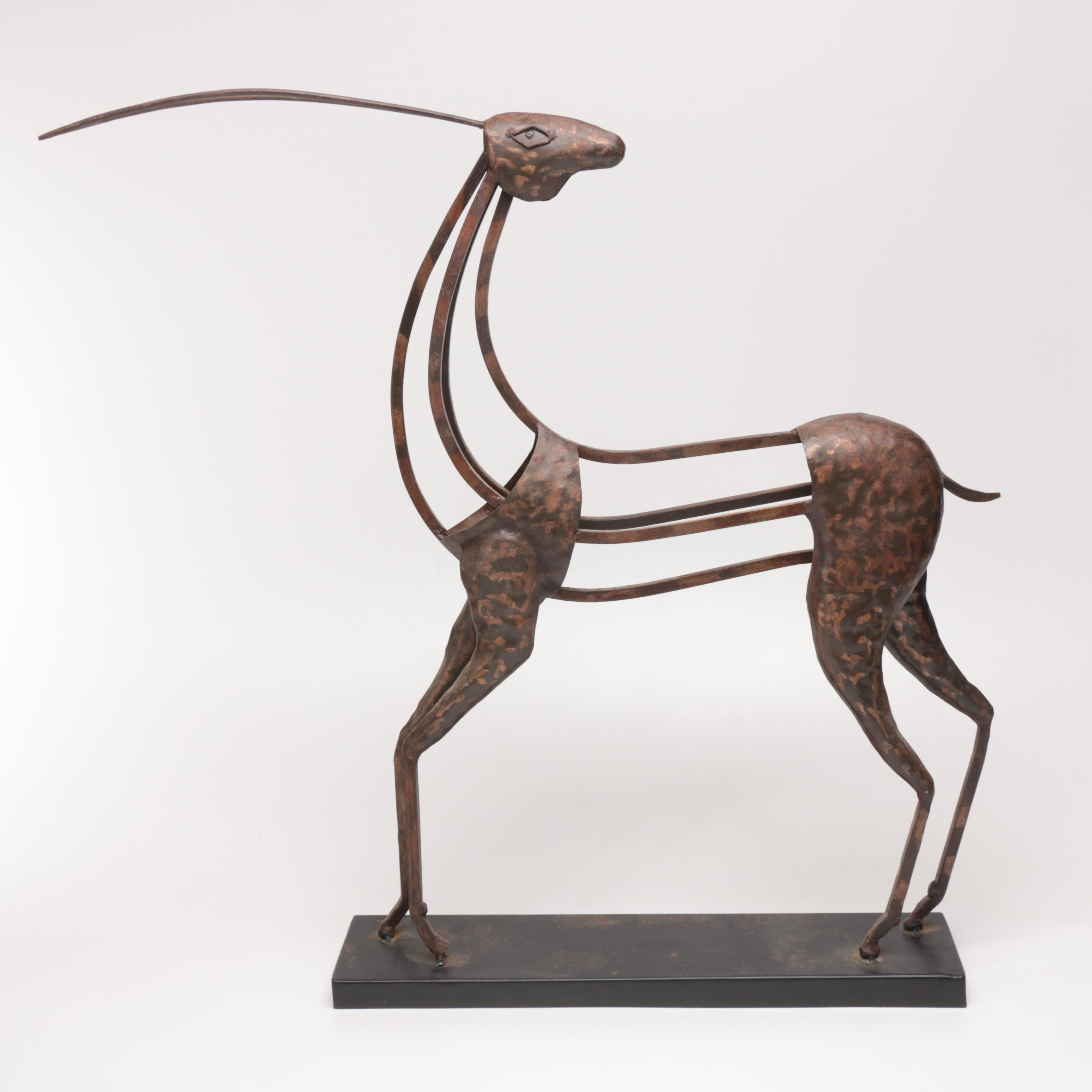 Austin Productions "Standing Antelope II" Metal Sculpture
