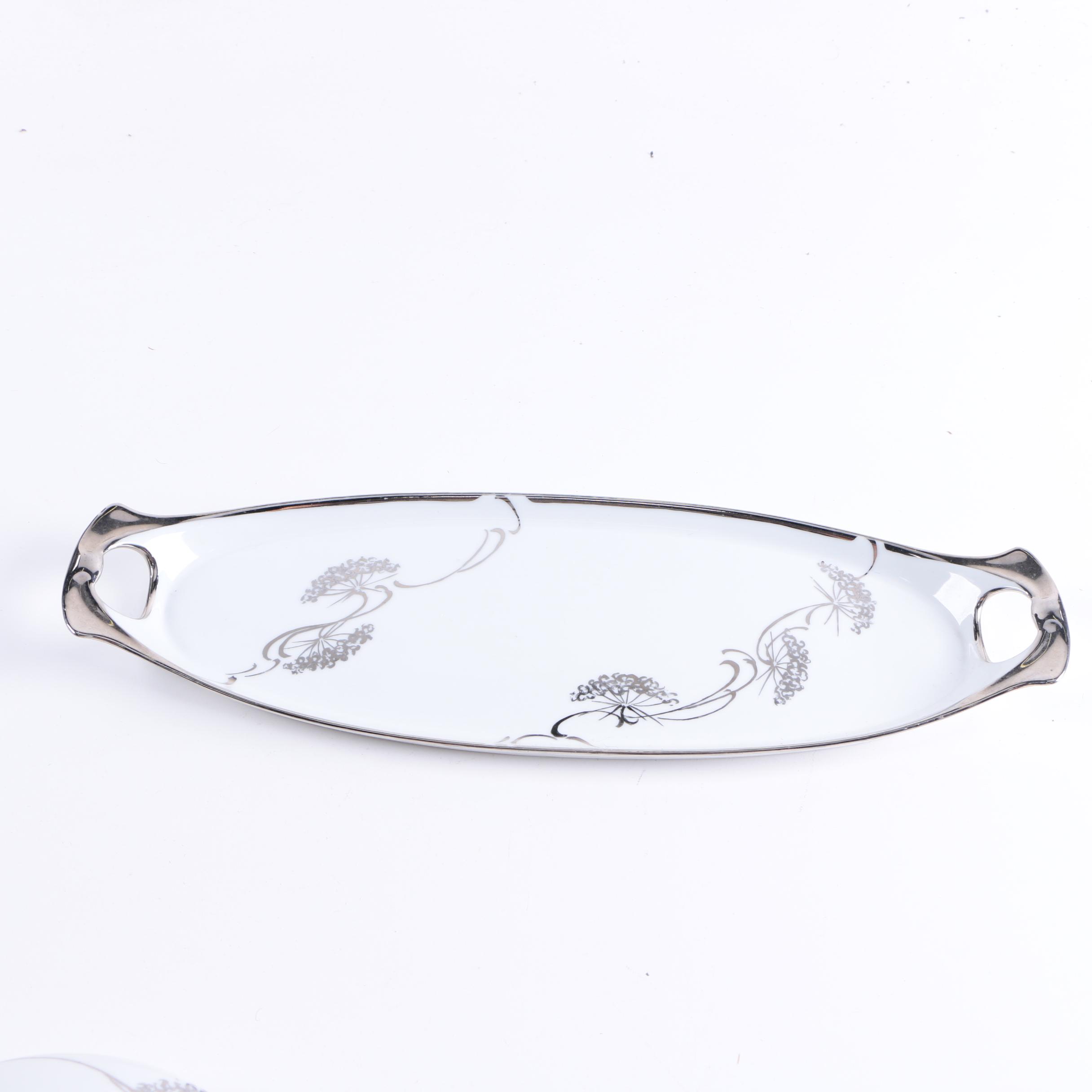 Jaeger Bavaria Silver Accented Porcelain Tea Service