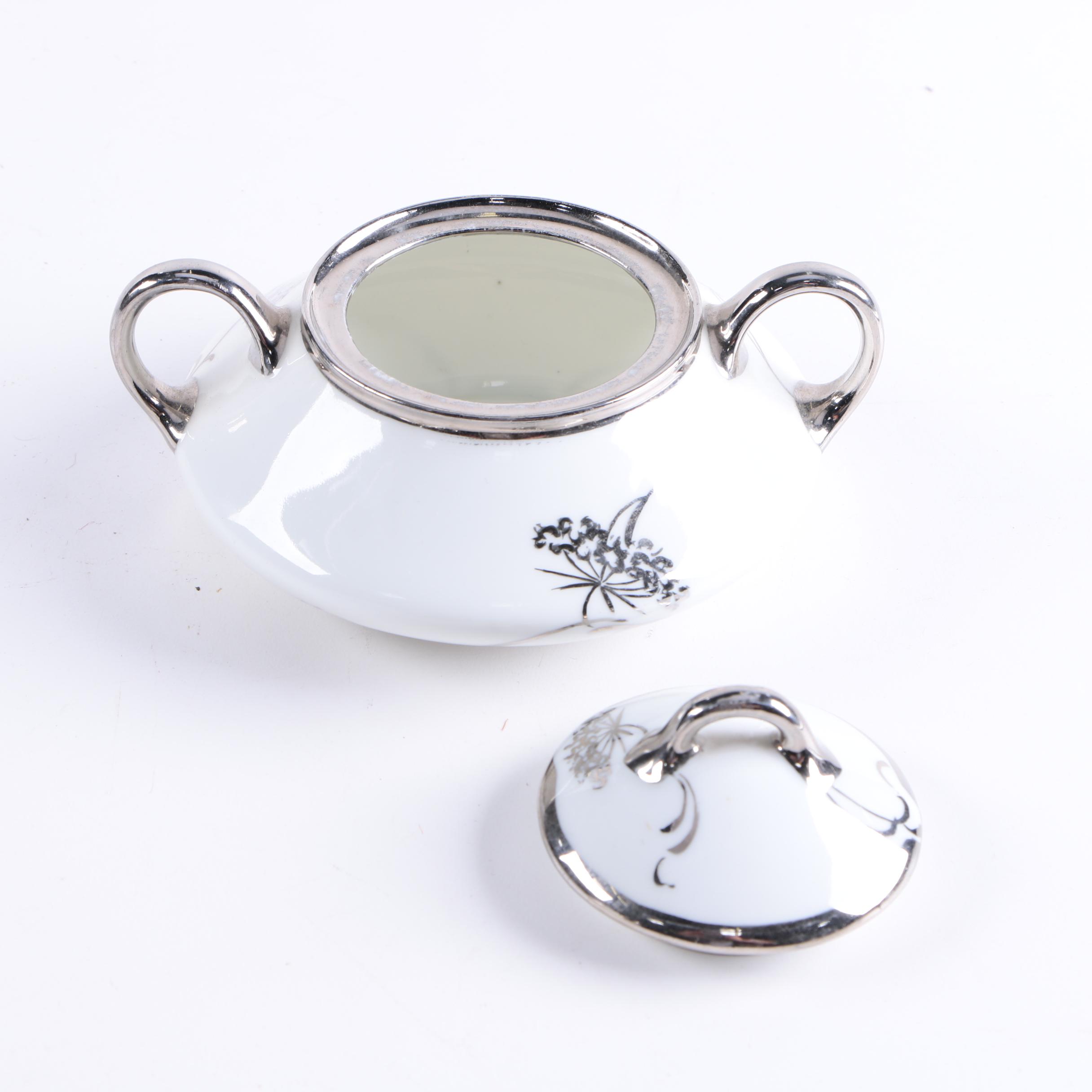 Jaeger Bavaria Silver Accented Porcelain Tea Service