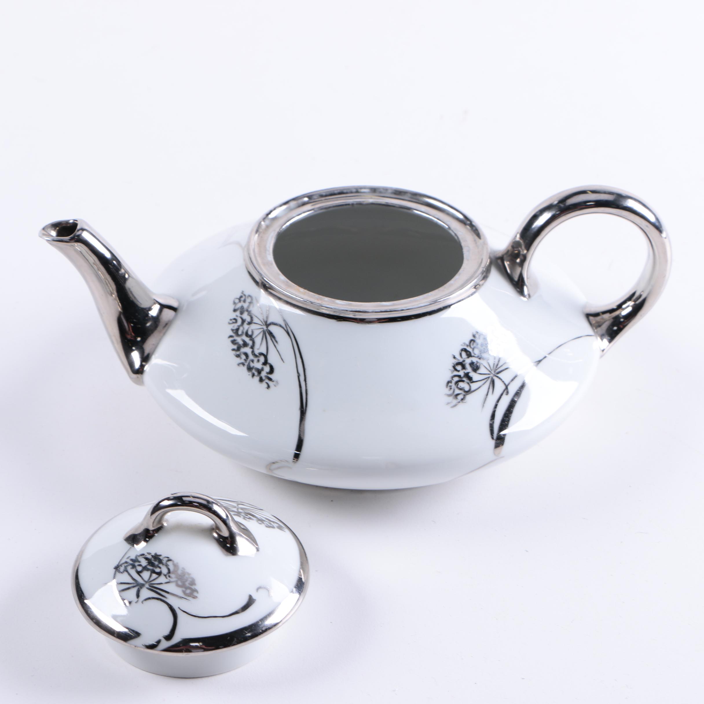 Jaeger Bavaria Silver Accented Porcelain Tea Service
