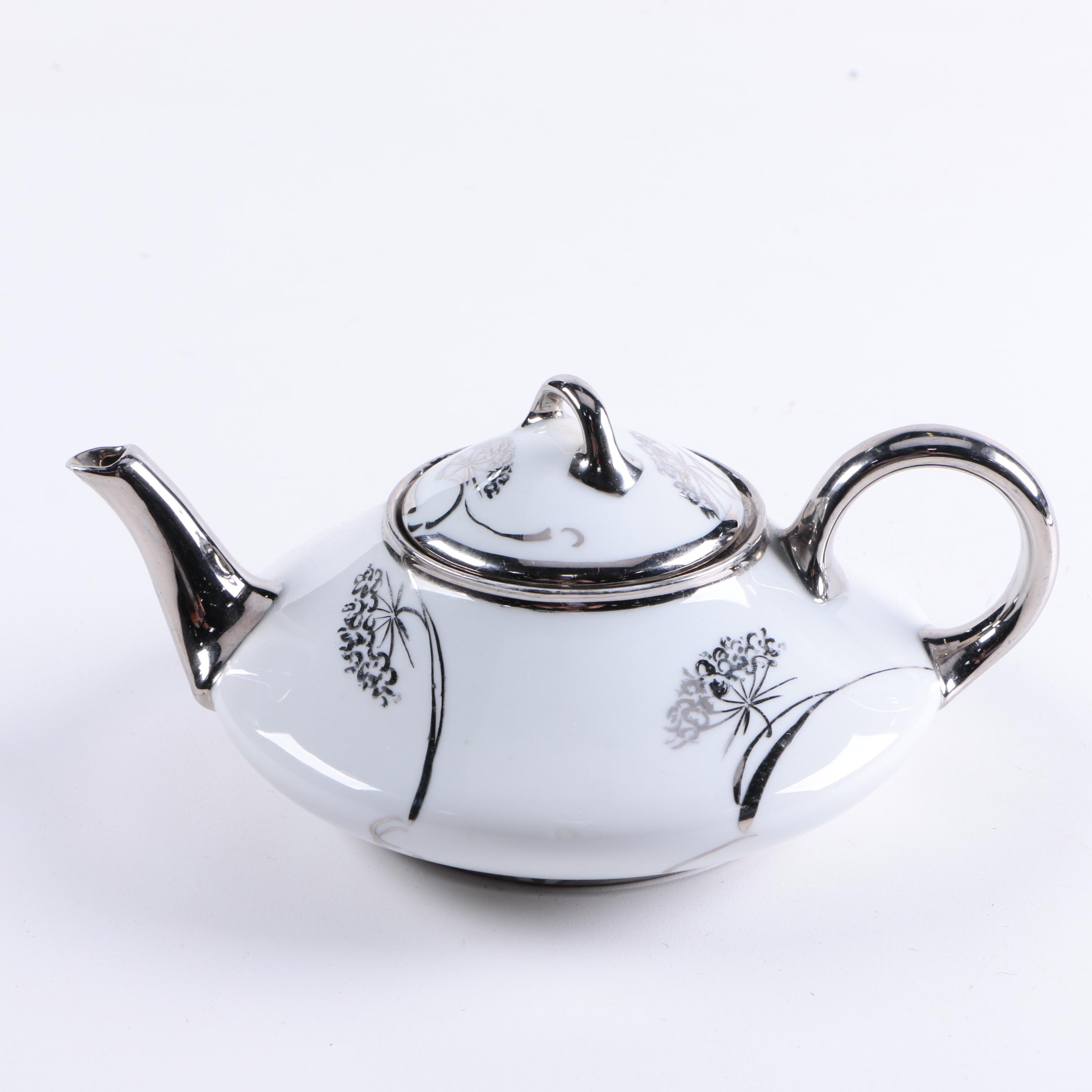 Jaeger Bavaria Silver Accented Porcelain Tea Service