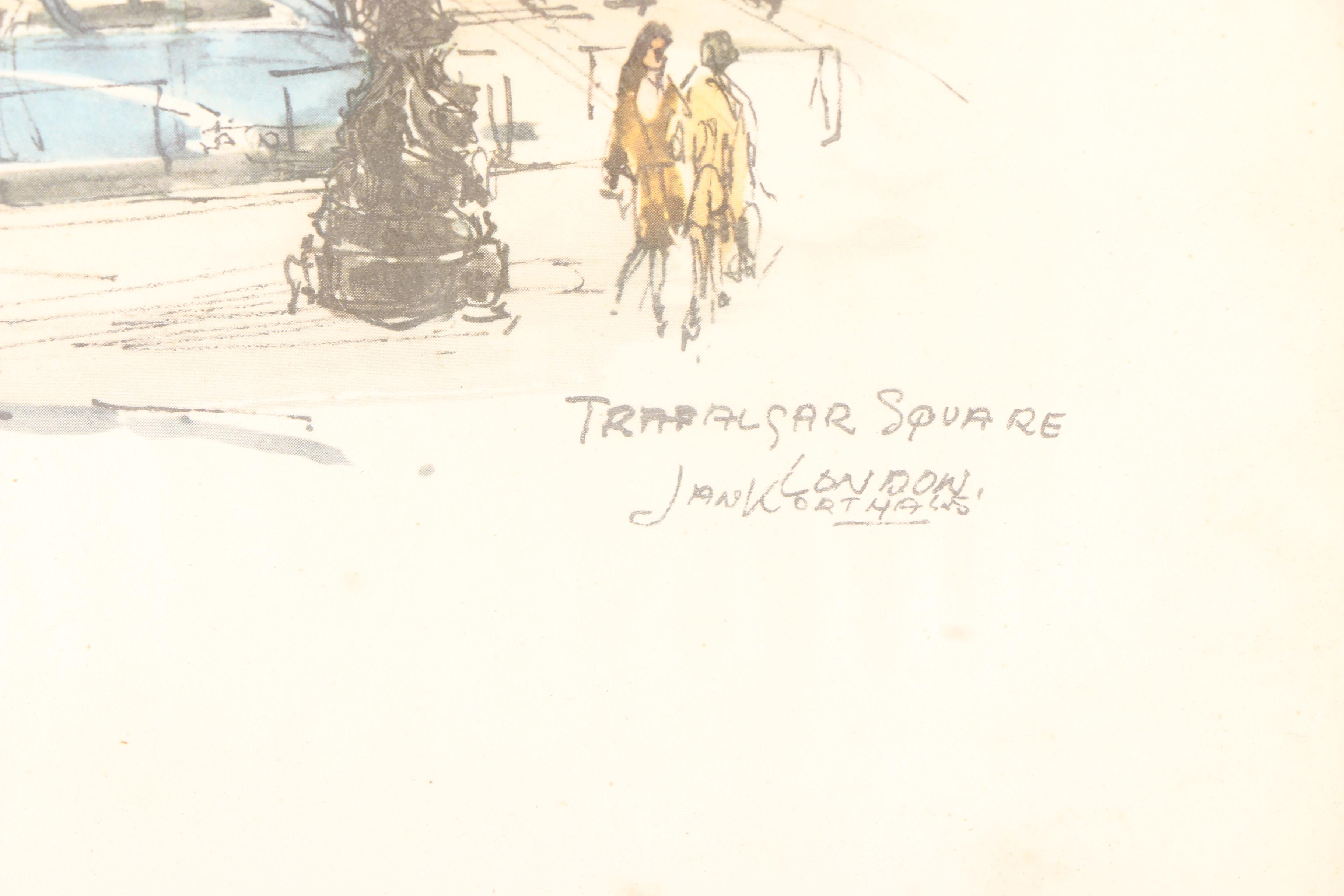 Offset Lithograph Prints Of London Architecture After Jan Korthals