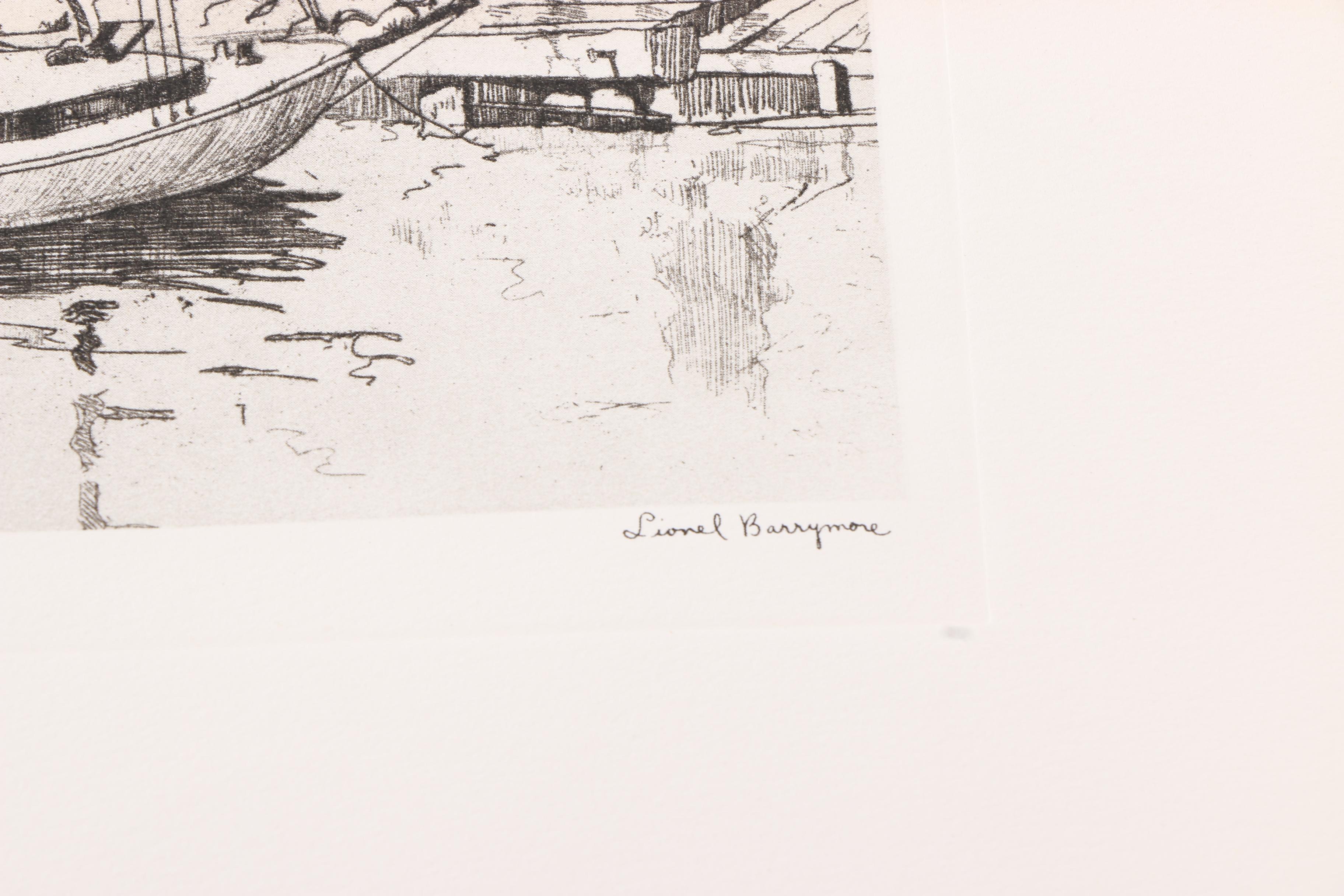 Talio-Chrome Lithograph Prints After Lionel Barrymore's "Point Pleasant" and "Old Red Bank"