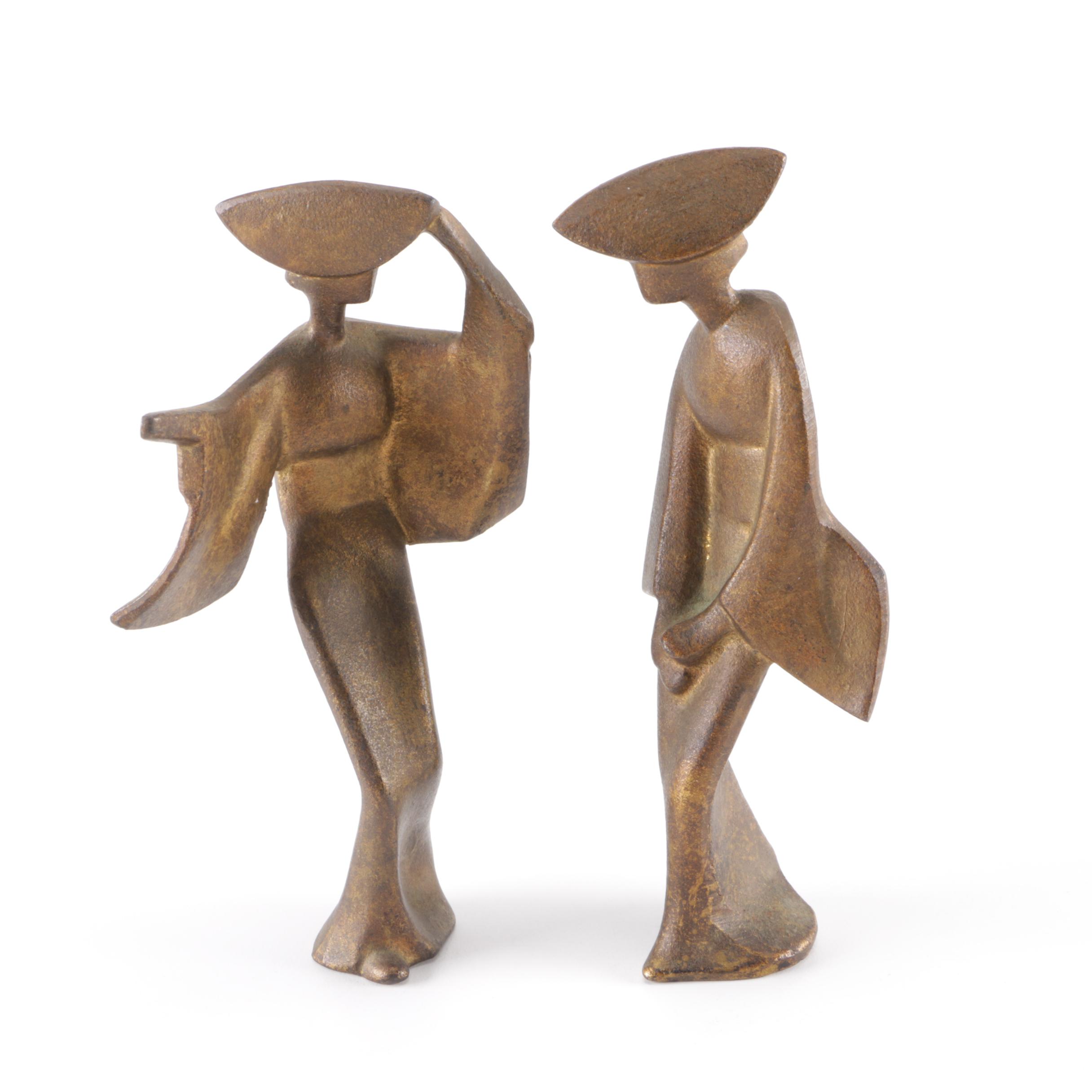 Two Iron Japanese Style Women Figurines