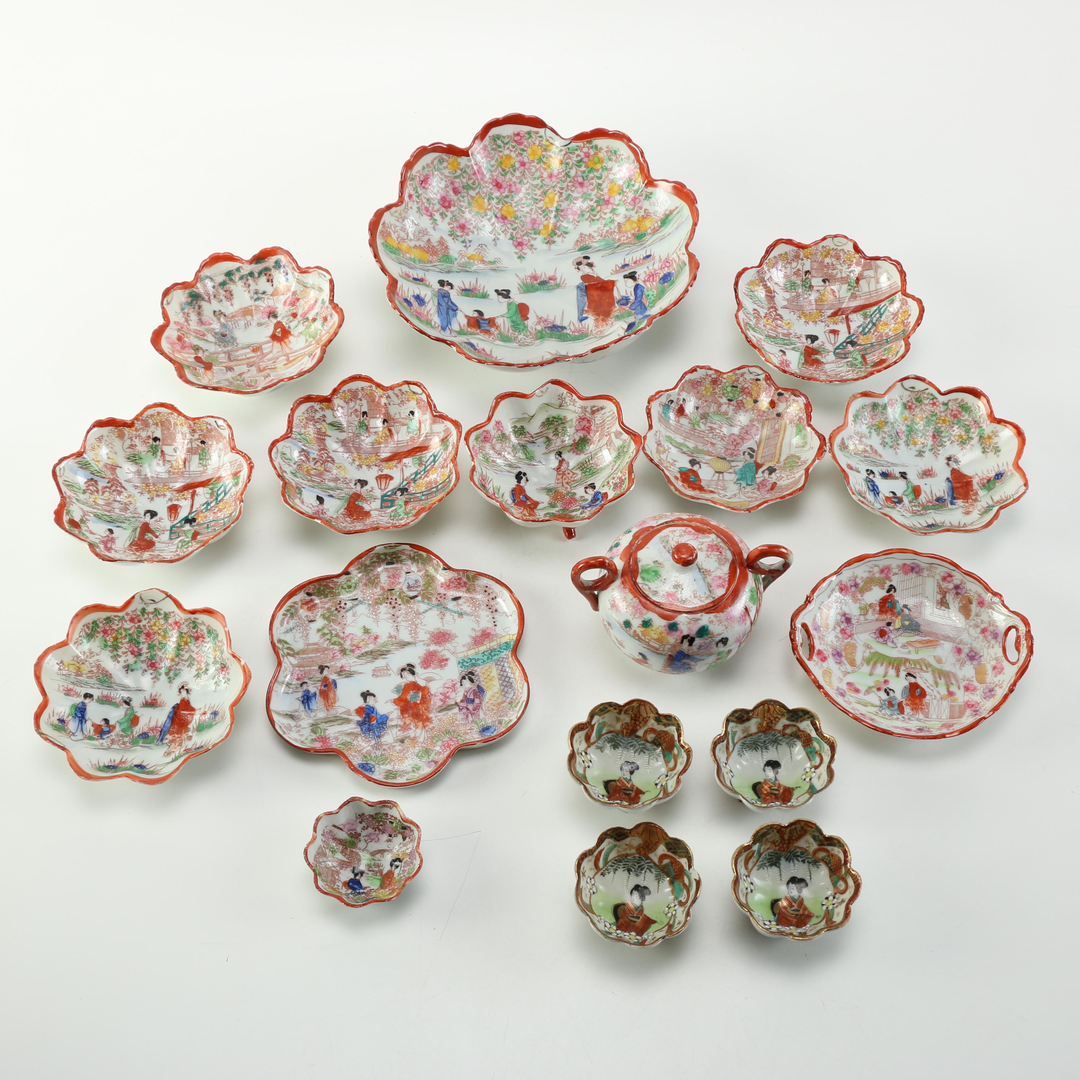 Collection of Hand Painted Japanese Porcelain Tableware