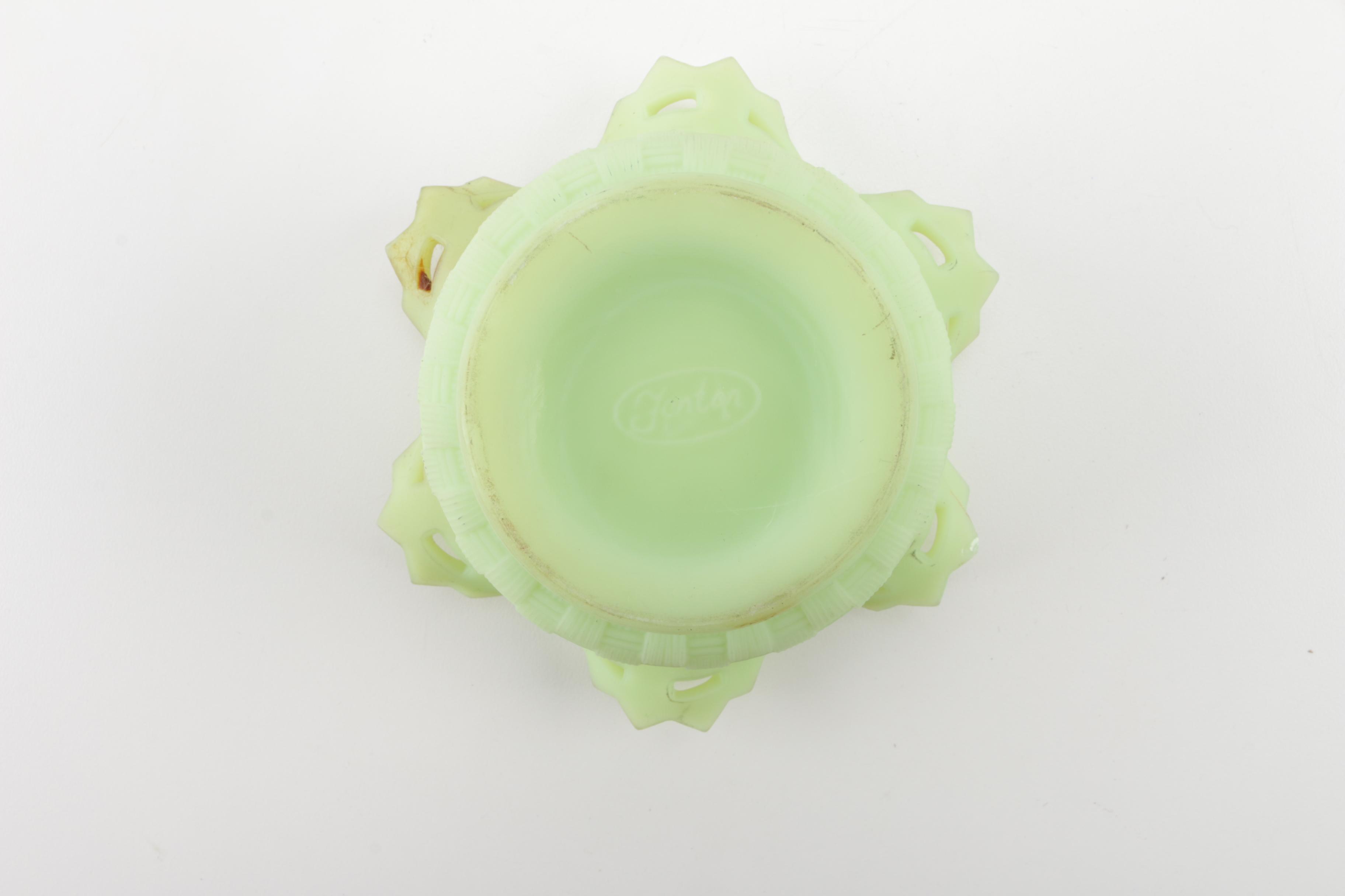 Green Fenton Glass Vessels