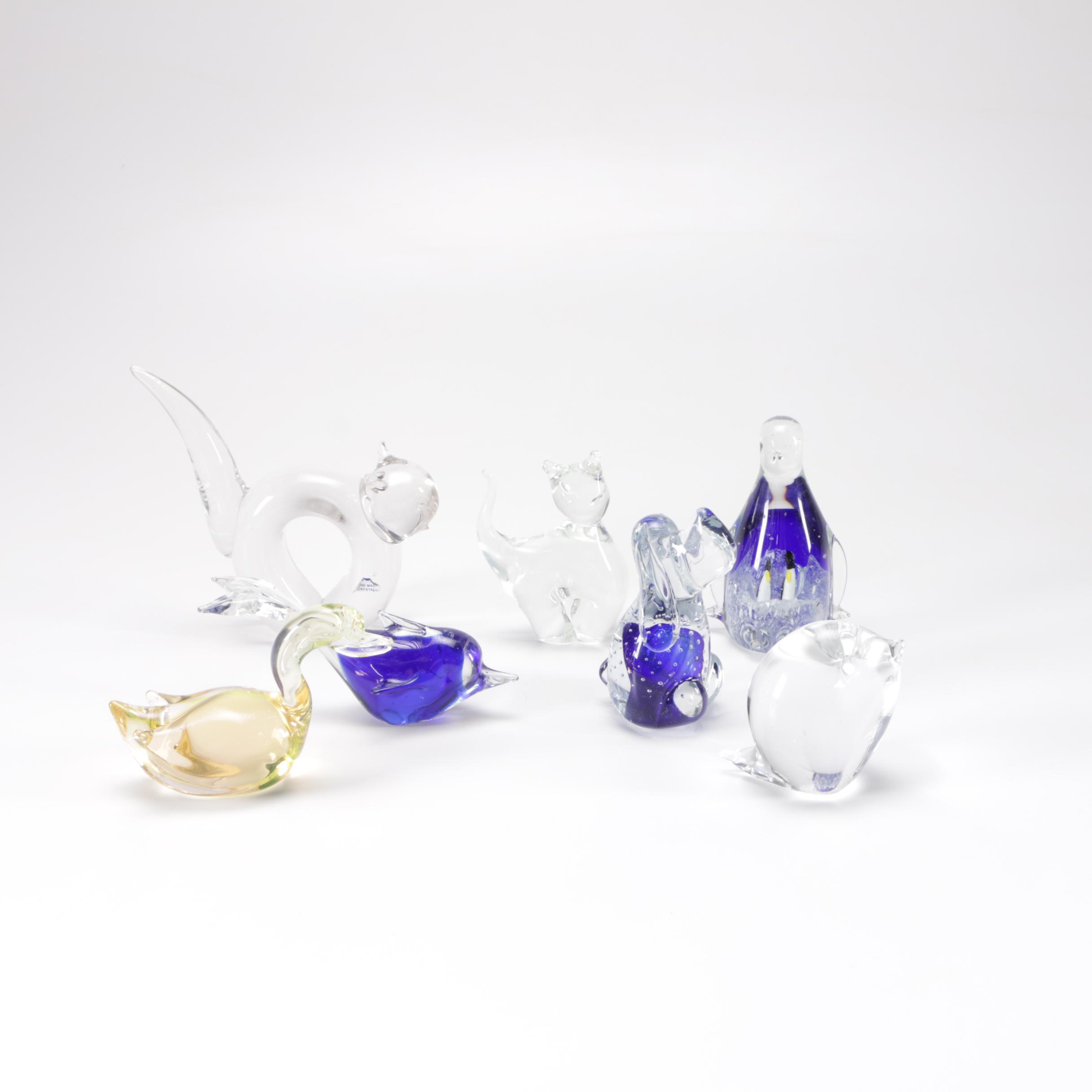 Assorted Blown Glass Animal Figurines Including Murano