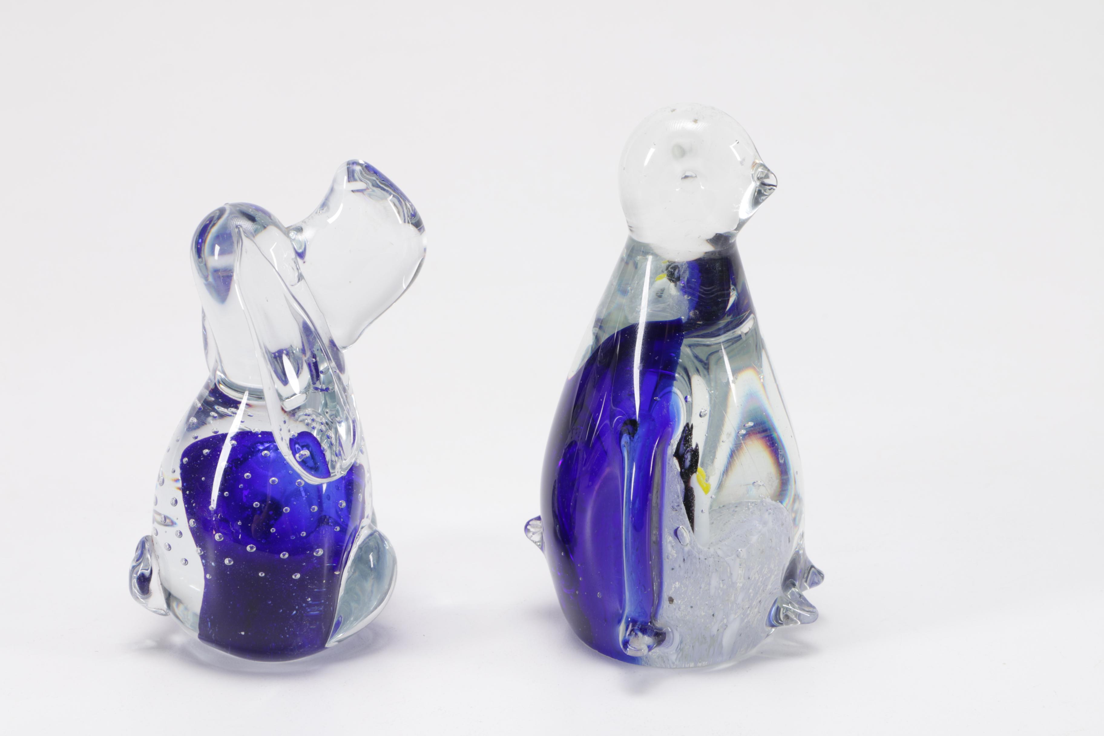 Assorted Blown Glass Animal Figurines Including Murano