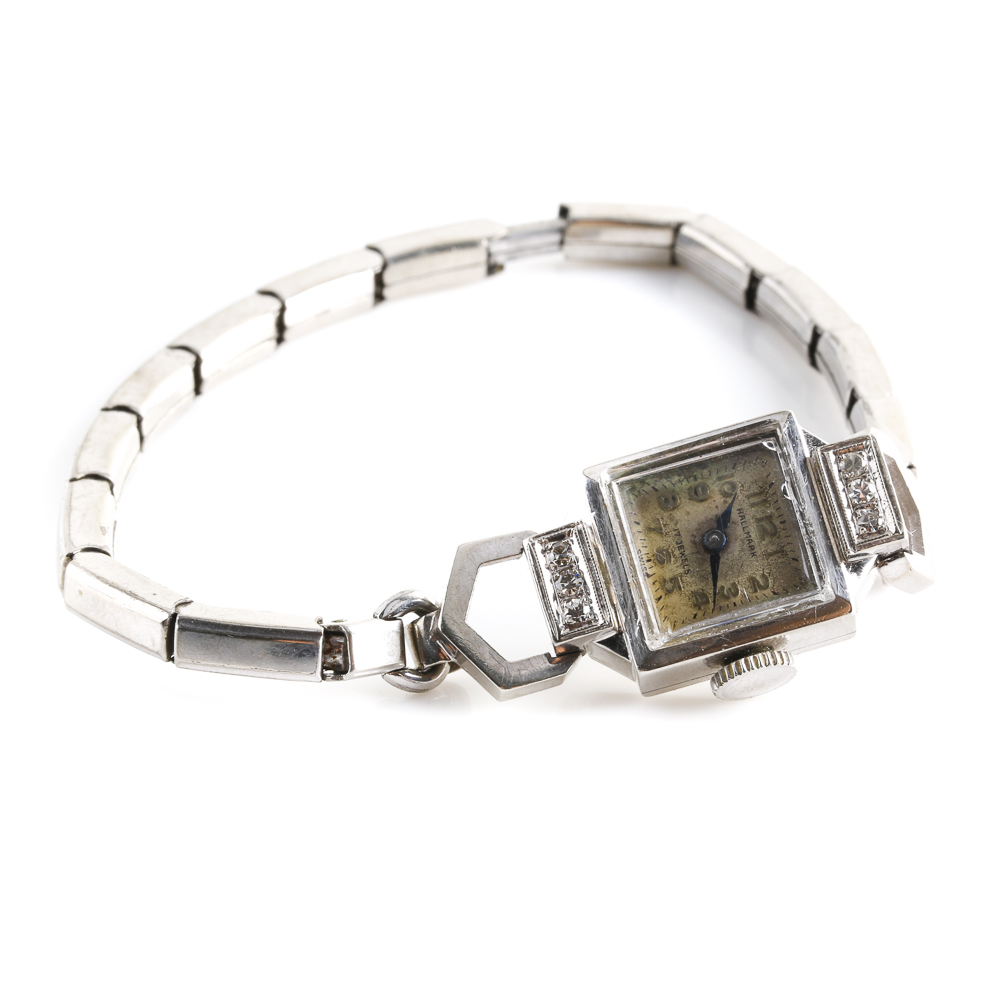 Vintage Hallmark 14K White Gold and Diamond Watch