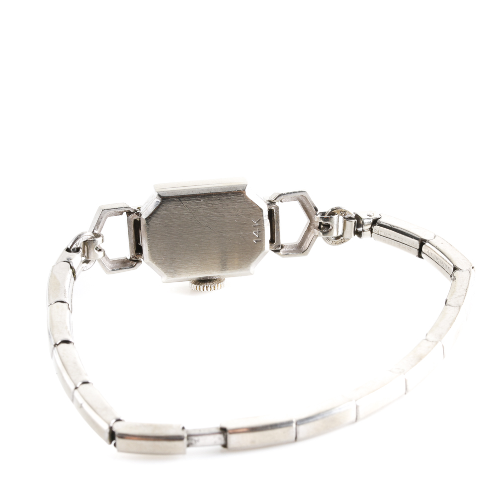 Vintage Hallmark 14K White Gold and Diamond Watch