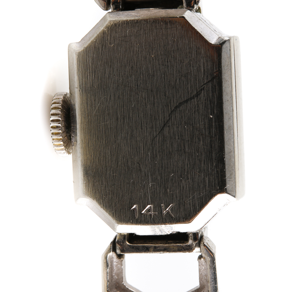 Vintage Hallmark 14K White Gold and Diamond Watch