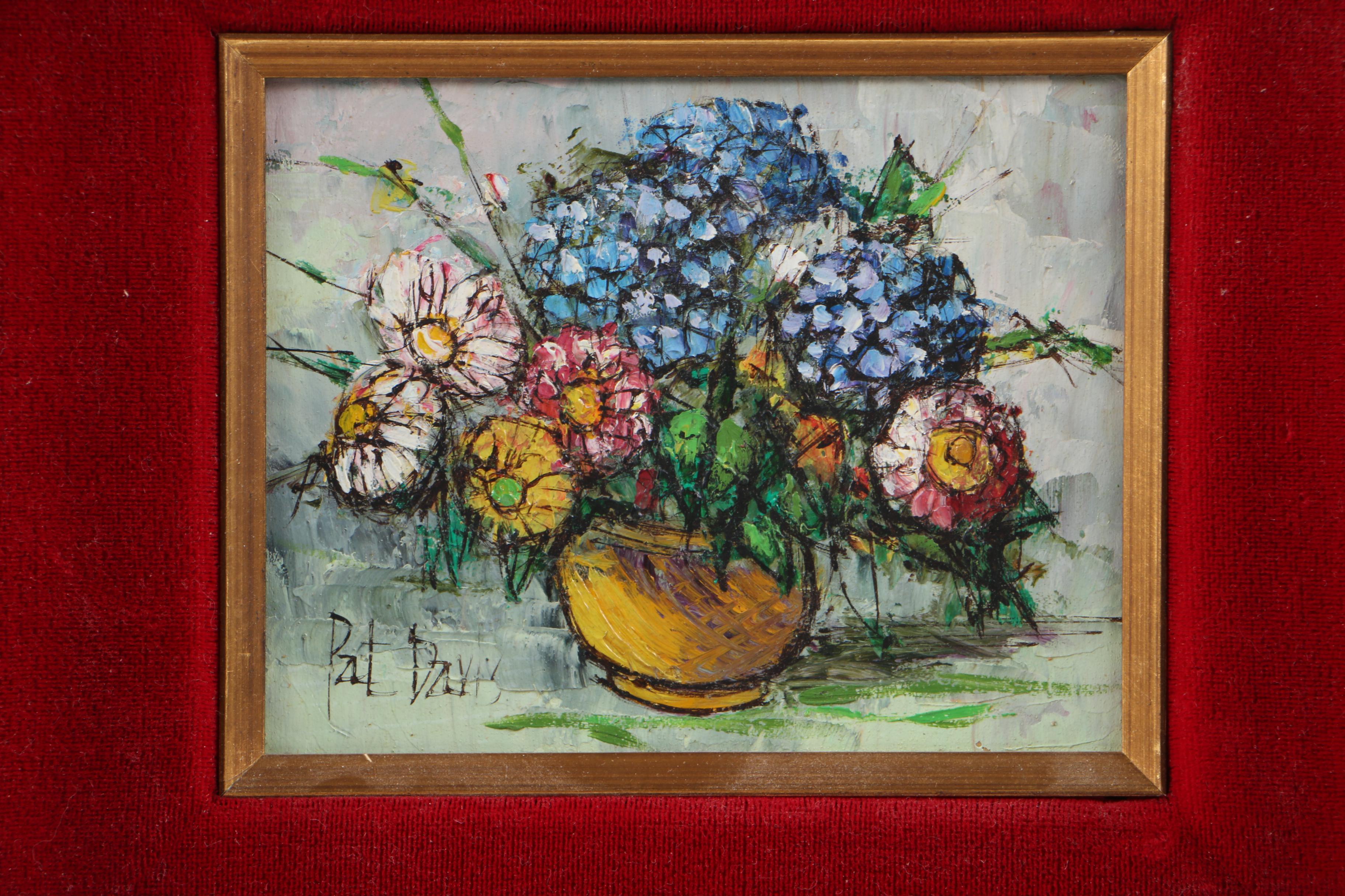 Pat Davis Mid Century Still Life Oil on Board