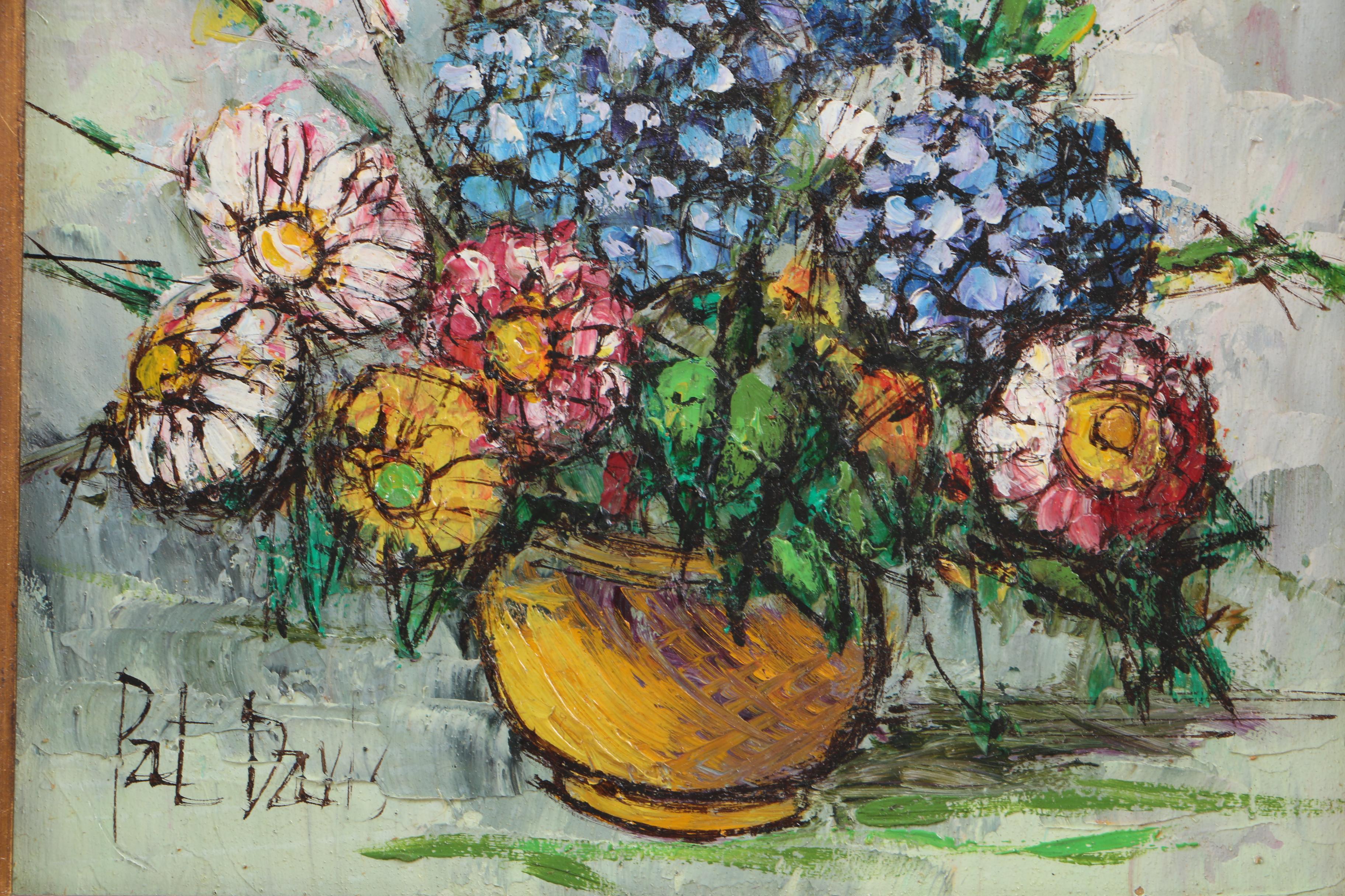 Pat Davis Mid Century Still Life Oil on Board