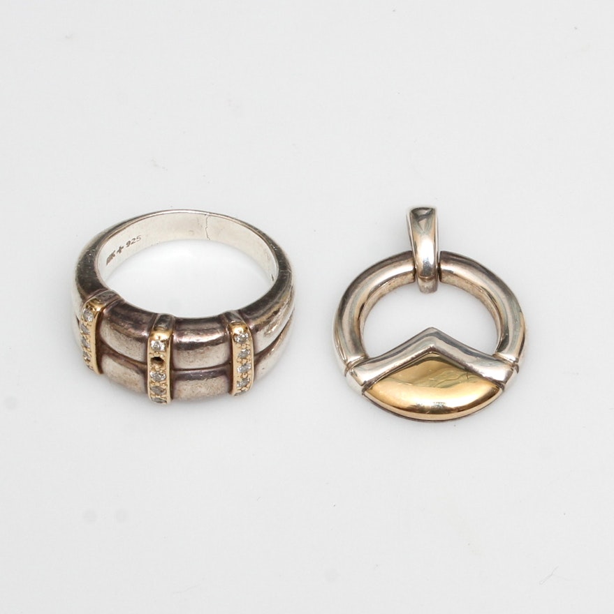Lorenzo Sterling Ring and Pendant with 18K Gold Details