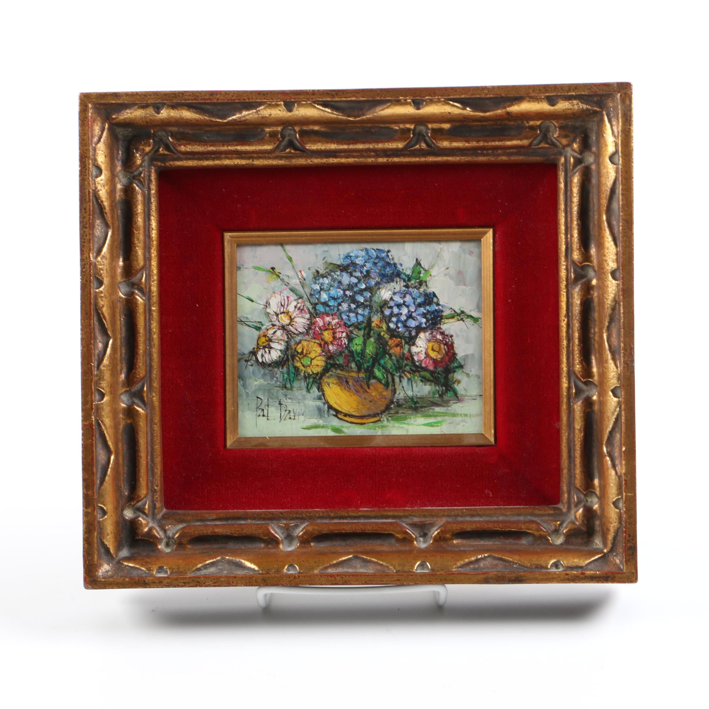 Pat Davis Mid Century Still Life Oil on Board