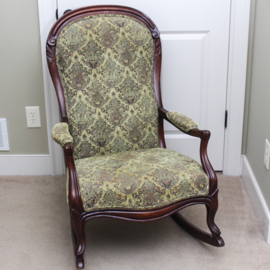 Upholstered Wooden Rocking Chair
