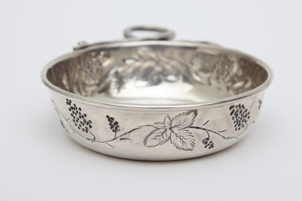 Five Small Sterling Silver Tastevins with Snake Handles