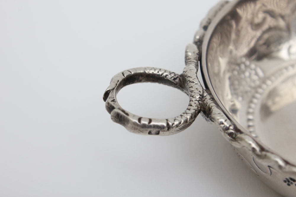 Five Small Sterling Silver Tastevins with Snake Handles