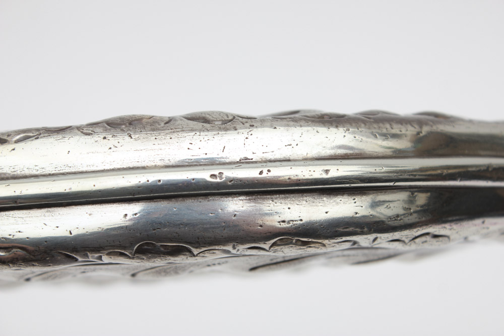 Monogrammed Plated Silver Flask with Foliate Design