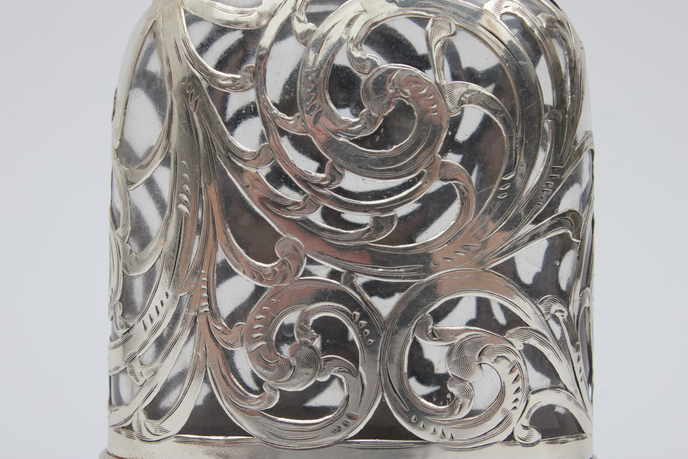 Shreve, Crump & Low Co. Sterling Silver and Glass Flask