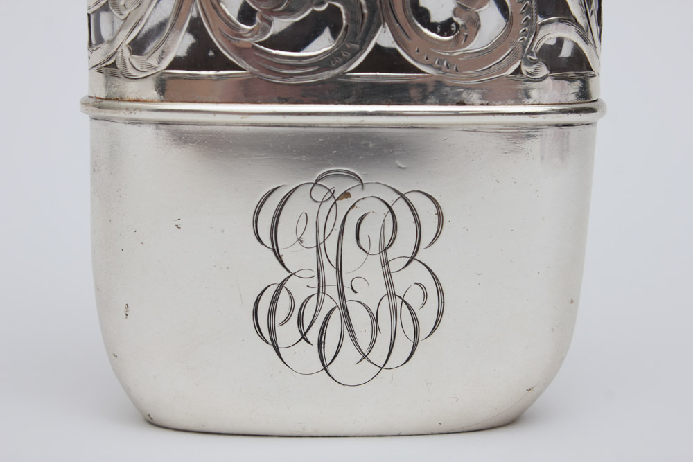 Shreve, Crump & Low Co. Sterling Silver and Glass Flask