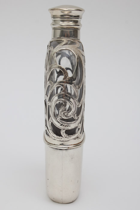 Shreve, Crump & Low Co. Sterling Silver and Glass Flask