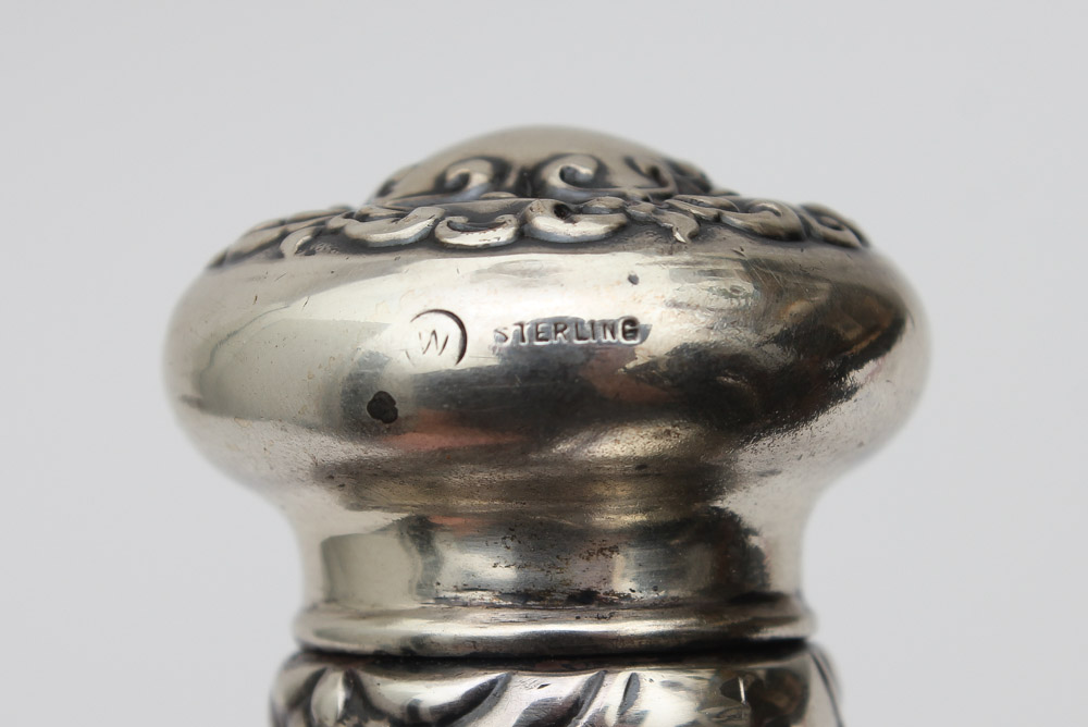 Sterling Silver Flask with Raised Scroll Design