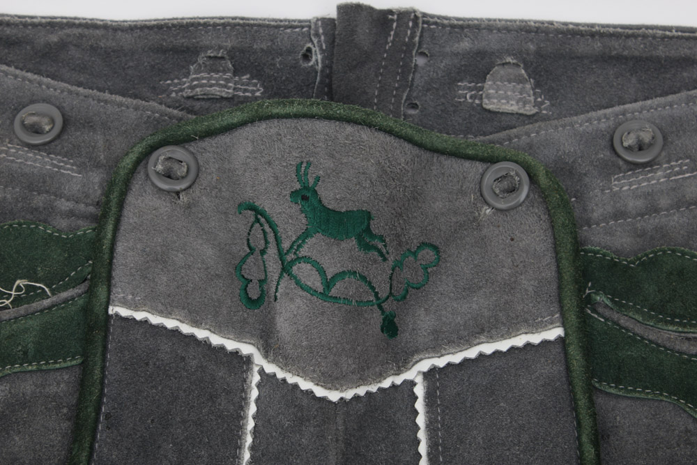 Collection of Custom-Made Suede Lederhosen with Matching Suspenders and Shirts for Clyde's Oktoberfest