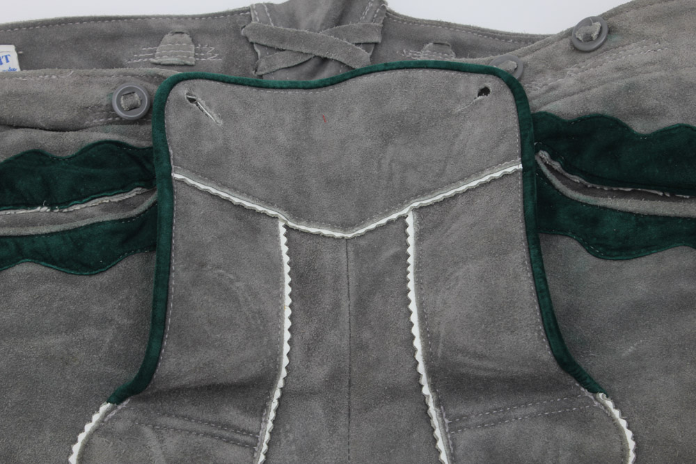 Collection of Custom-Made Suede Lederhosen with Matching Suspenders and Shirts for Clyde's Oktoberfest