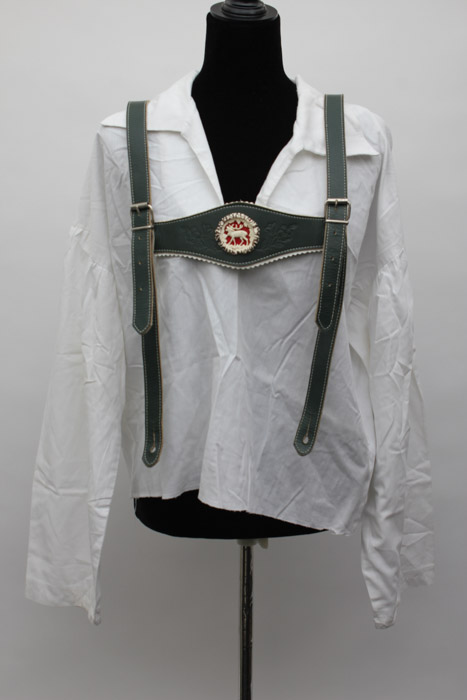 Collection of Custom-Made Suede Lederhosen with Matching Suspenders and Shirts for Clyde's Oktoberfest